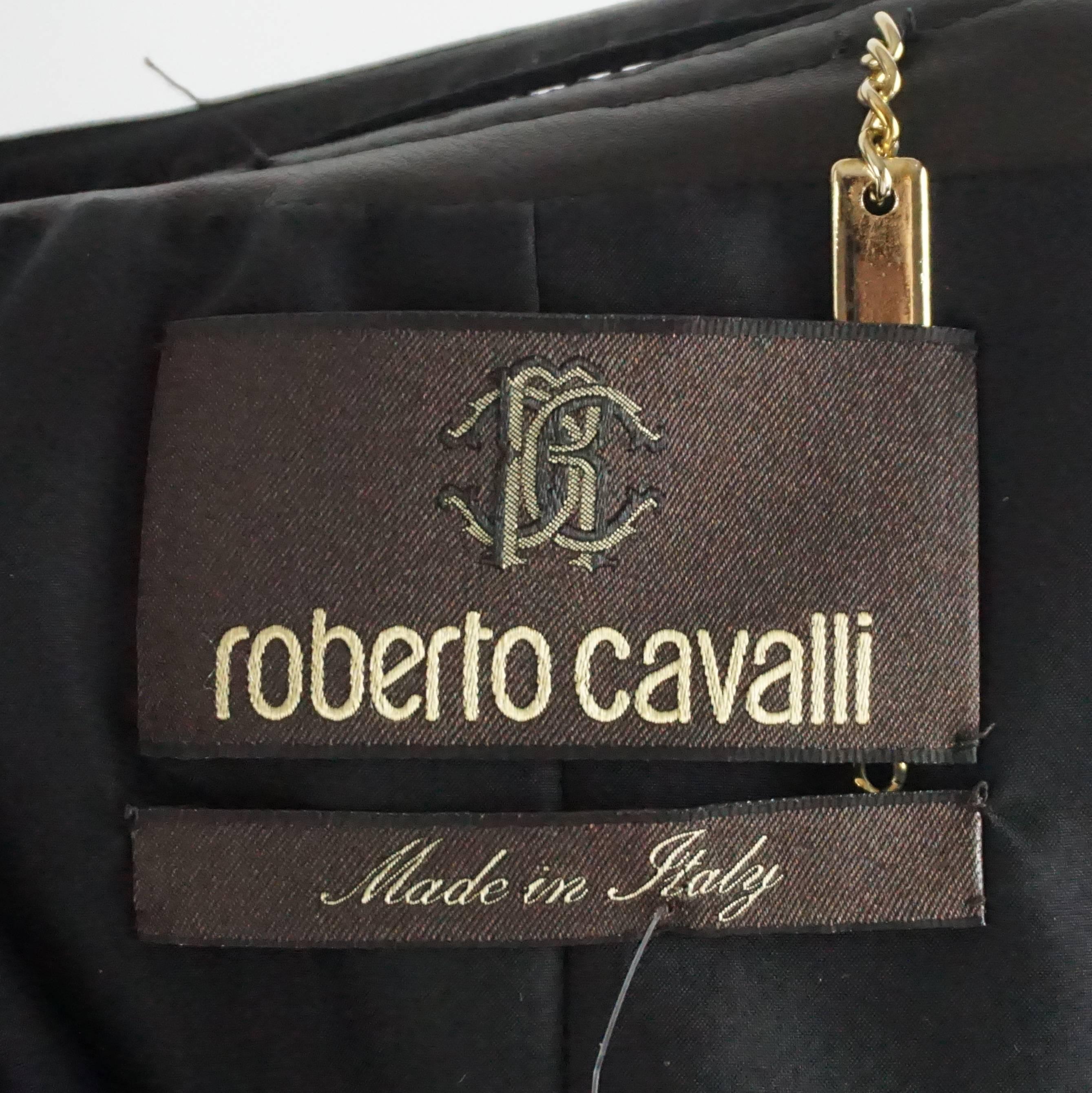 Roberto Cavalli Black Leather Jacket with Rhinestone and Sequin ...