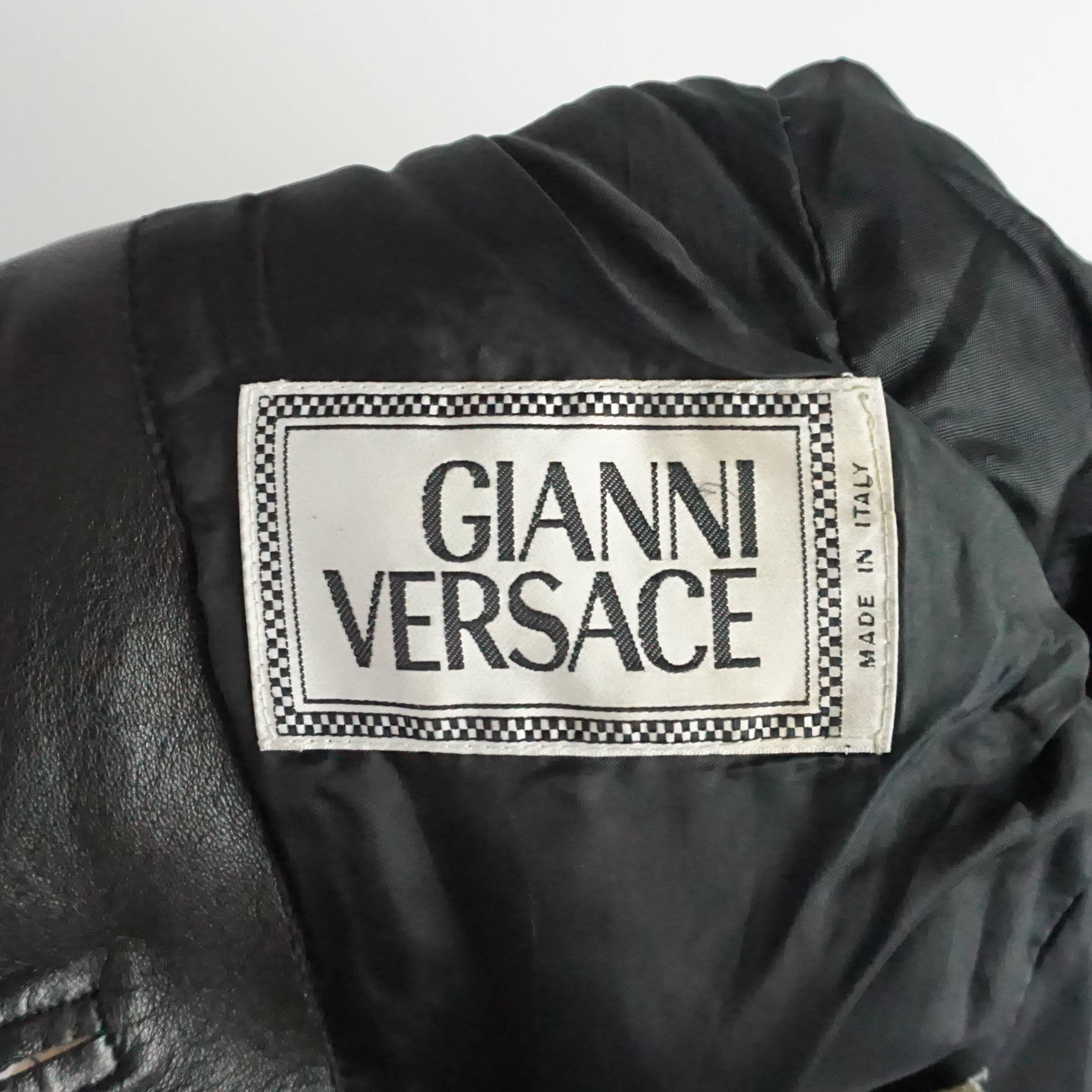 Women's Versace Black Leather Cropped Jacket