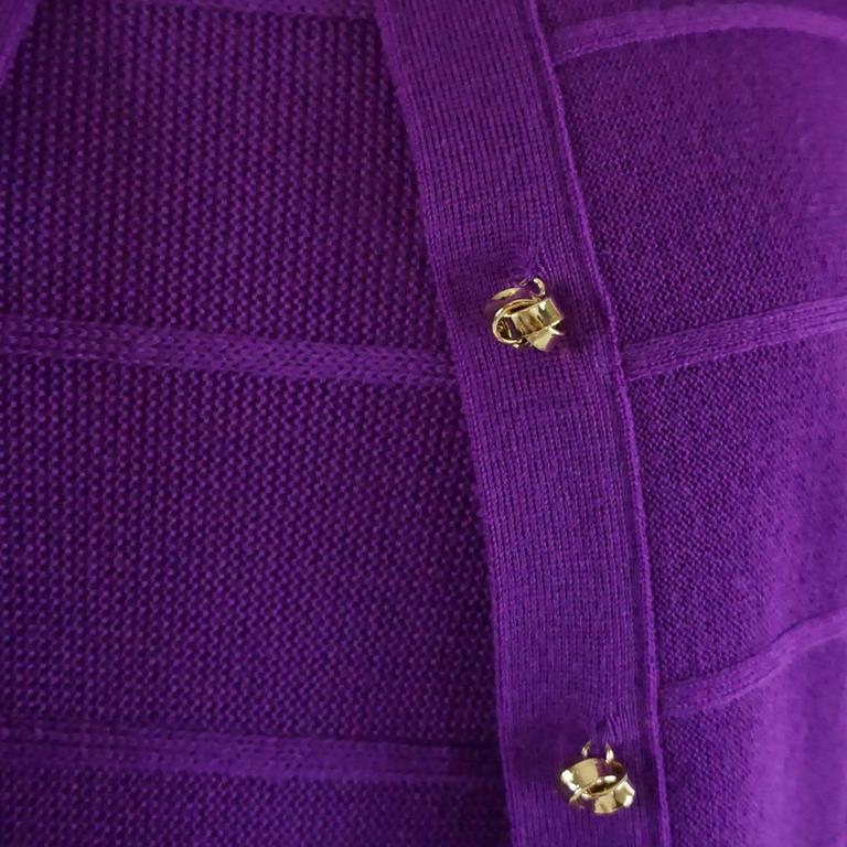 Christian Dior Purple Ribbed Wool Dress and Cardigan Set - 8 at 1stDibs