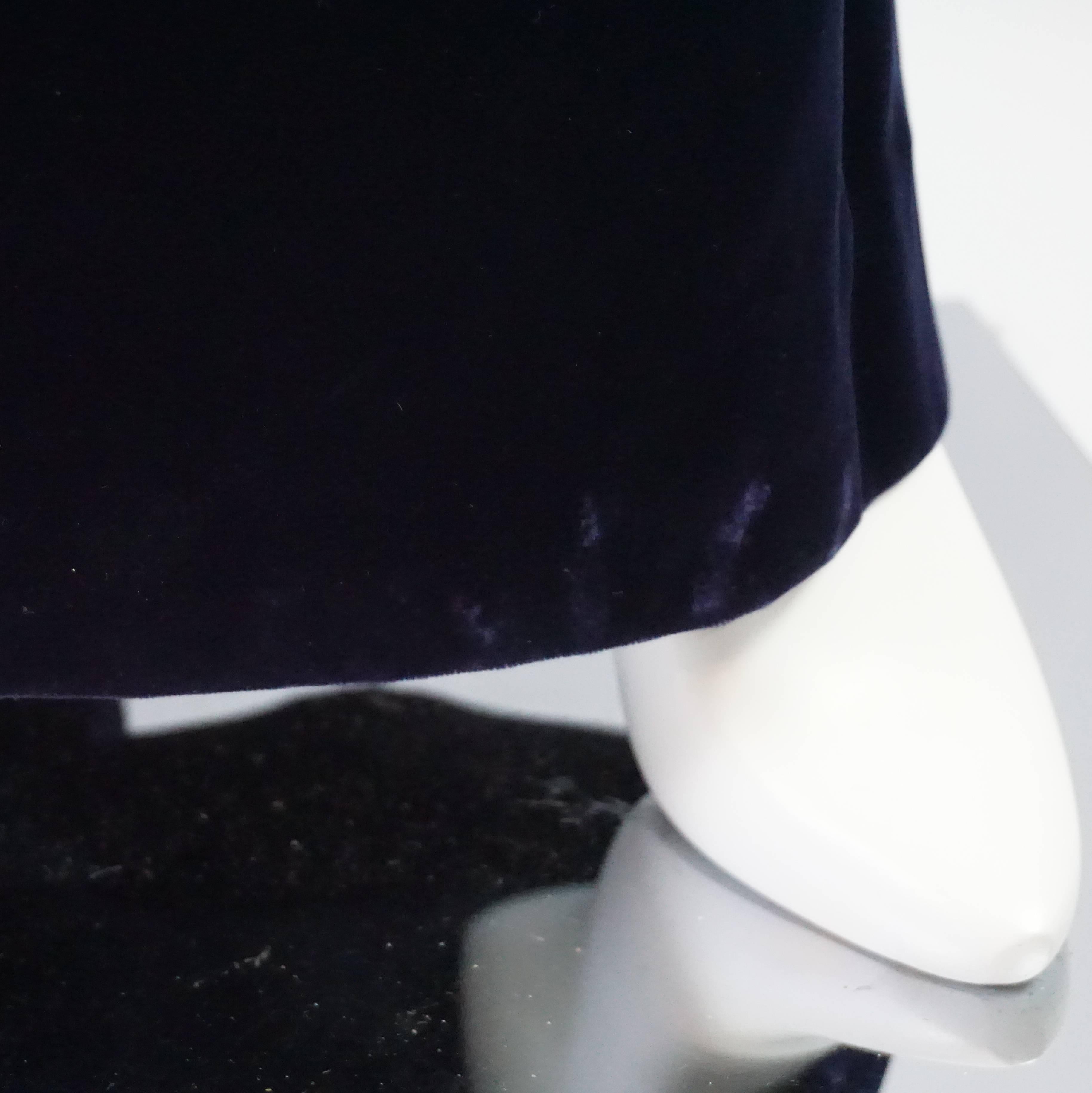 Oscar De La Renta Vestido sin tirantes de terciopelo azul marino - 12 en venta 1