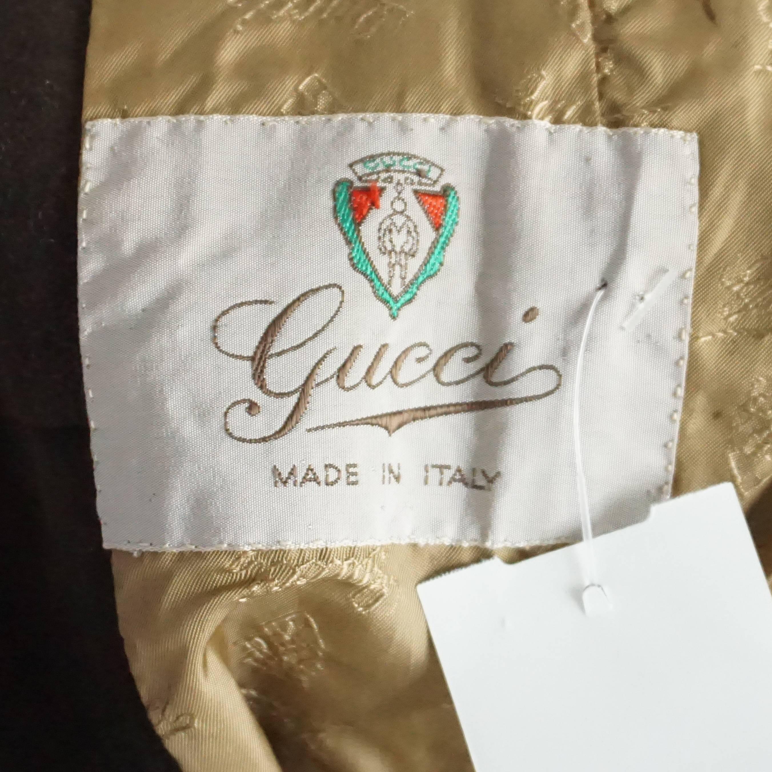 Women's Gucci Brown Suede Monogram Long Jacket - 44 - 1970's 