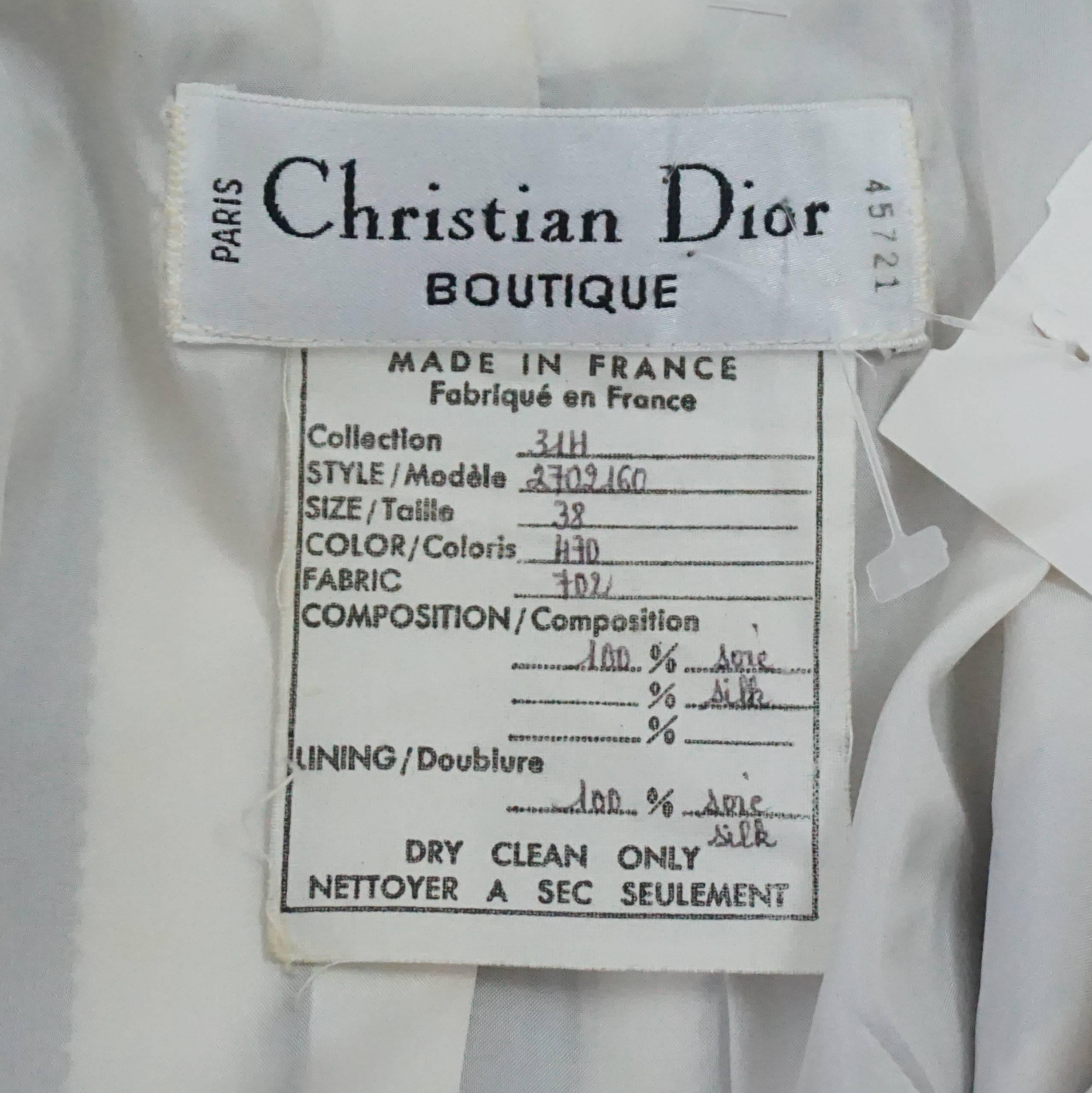 Christian Dior Ivory Silk Jacket with Brown Cane Design - 38 In Good Condition In West Palm Beach, FL
