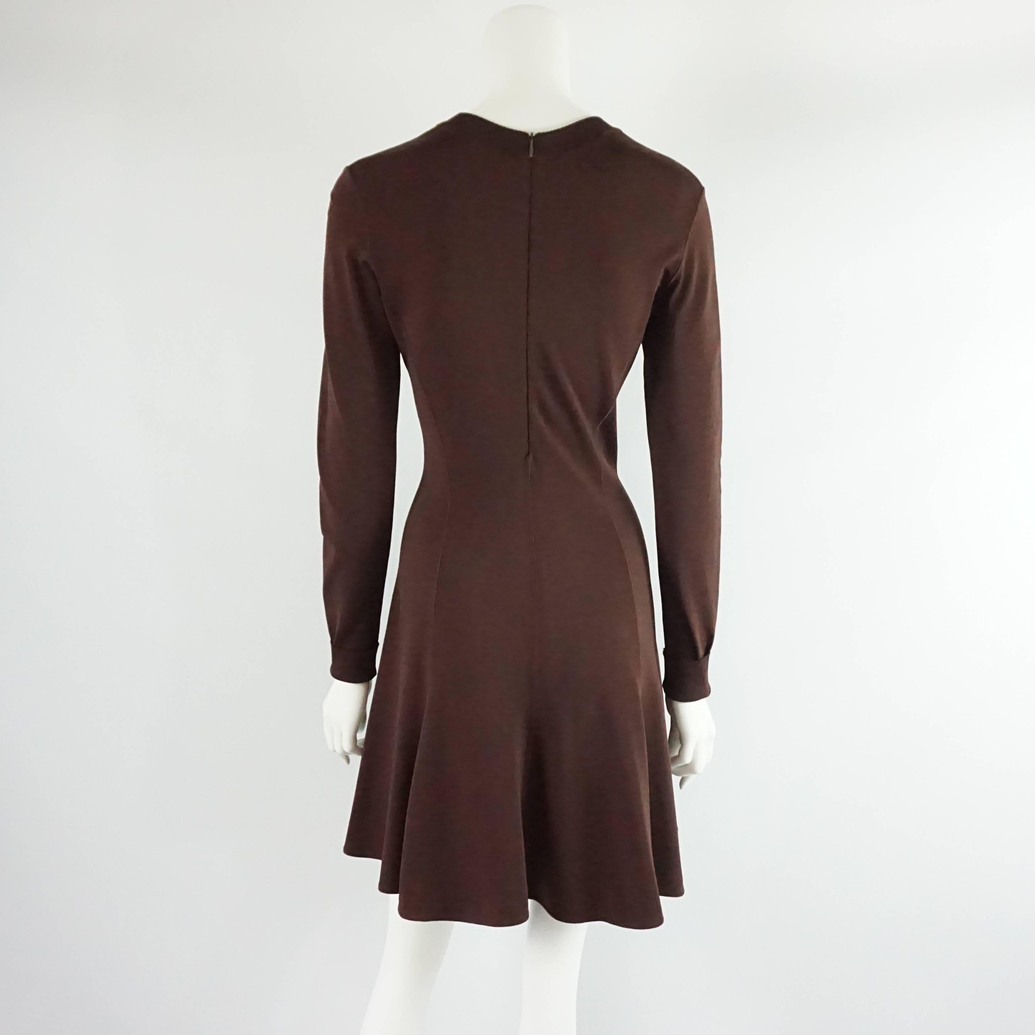 Black Alaia Brown Knit Long Sleeve Dress - M - 1990's