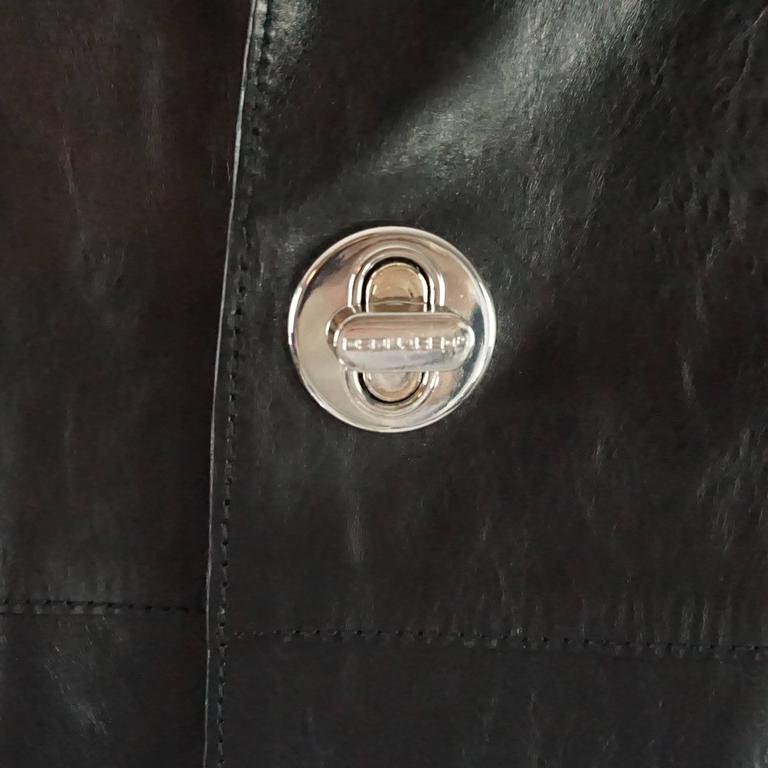 DSquared2 Black Leather Full Coat - 46 For Sale at 1stDibs