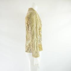 Ella Singh Cream Lace and Embroidered Jacket with Rhinestones - 36 - 1990's