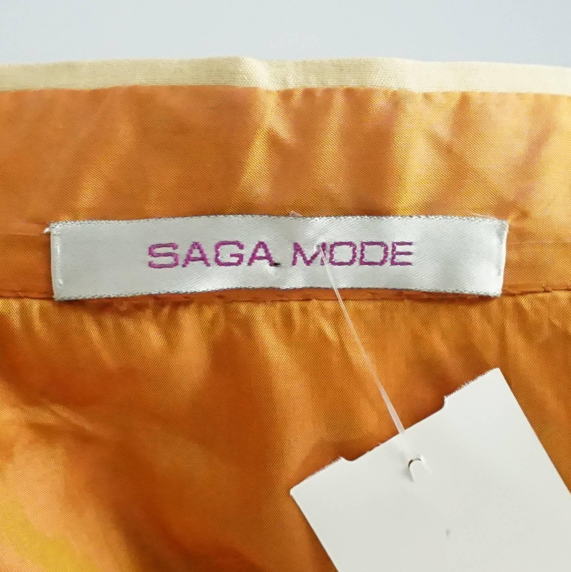 Women's Saga Mode Gold Brocade Full Coat - L - 1990's 