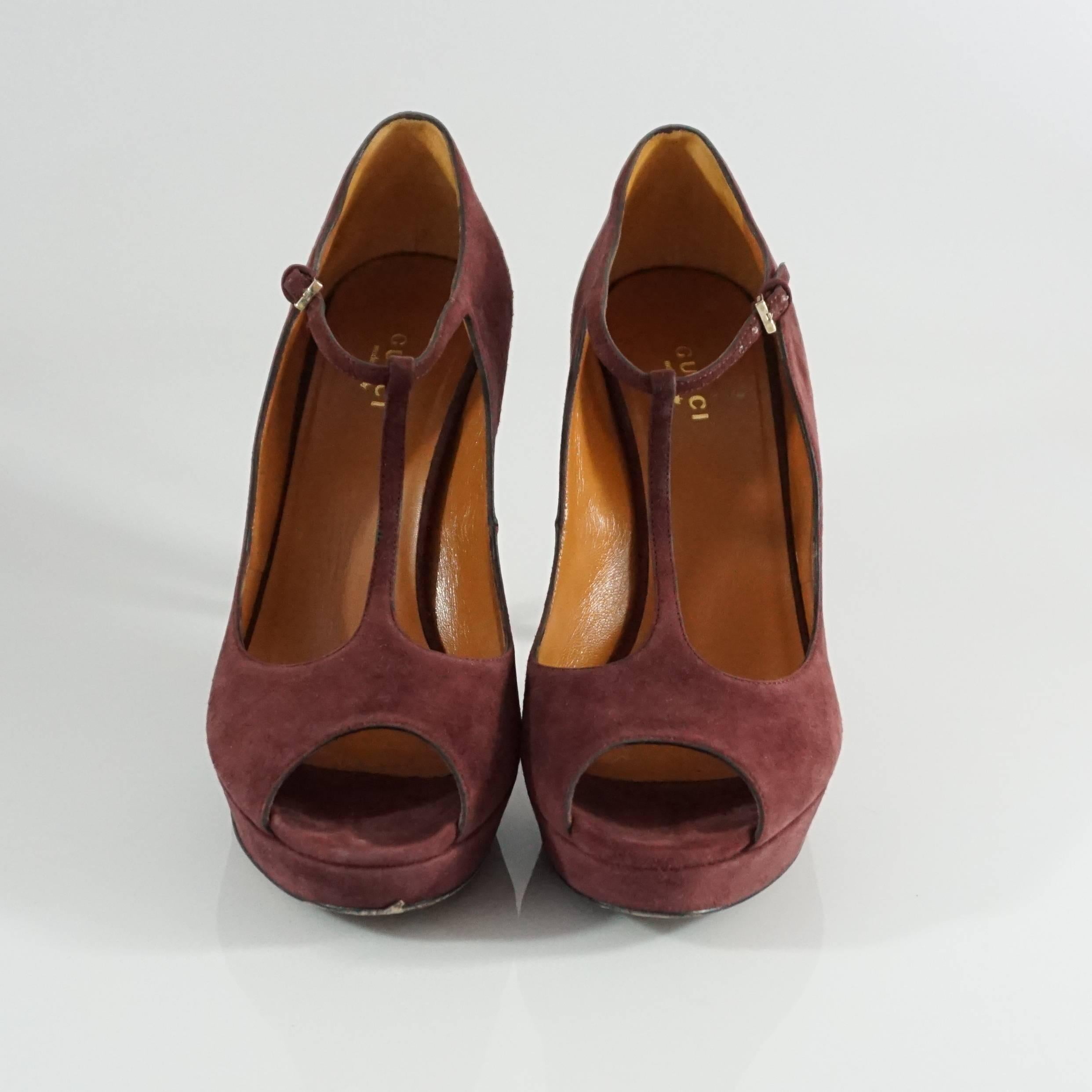 burgundy suede platform heels