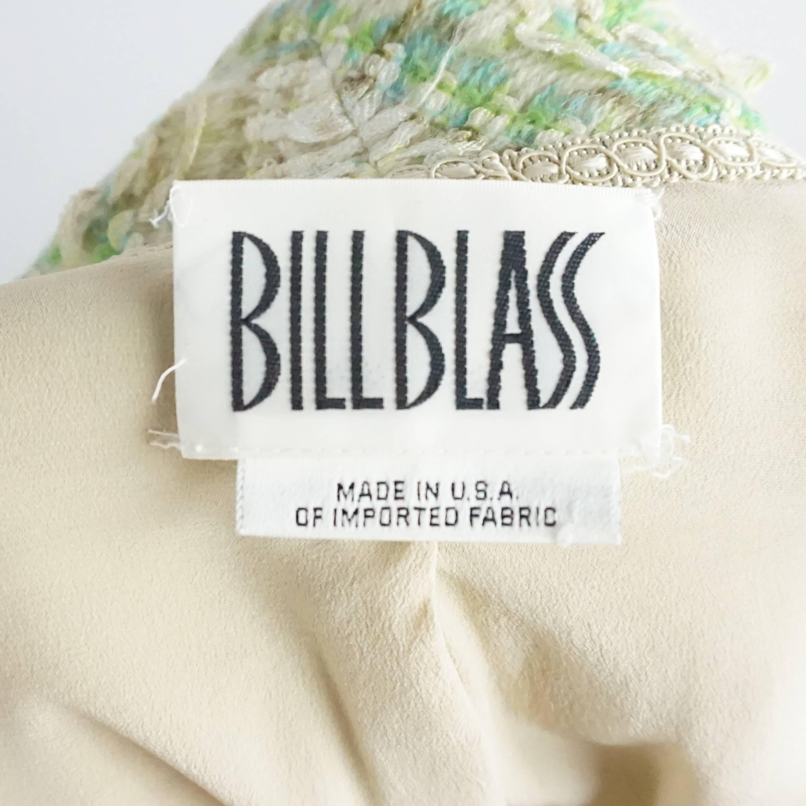 Bill Blass Vintage 1980's Vintage Green Tweed Skirt Suit - Size 8 en vente 2