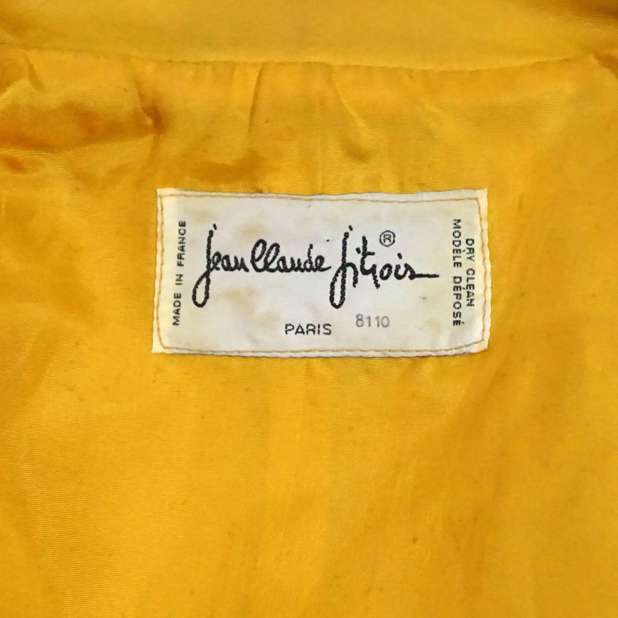 Jean Claude Jitrois Yellow Leather Skirt Suit with Stitched Design - 40 - 1980's 2
