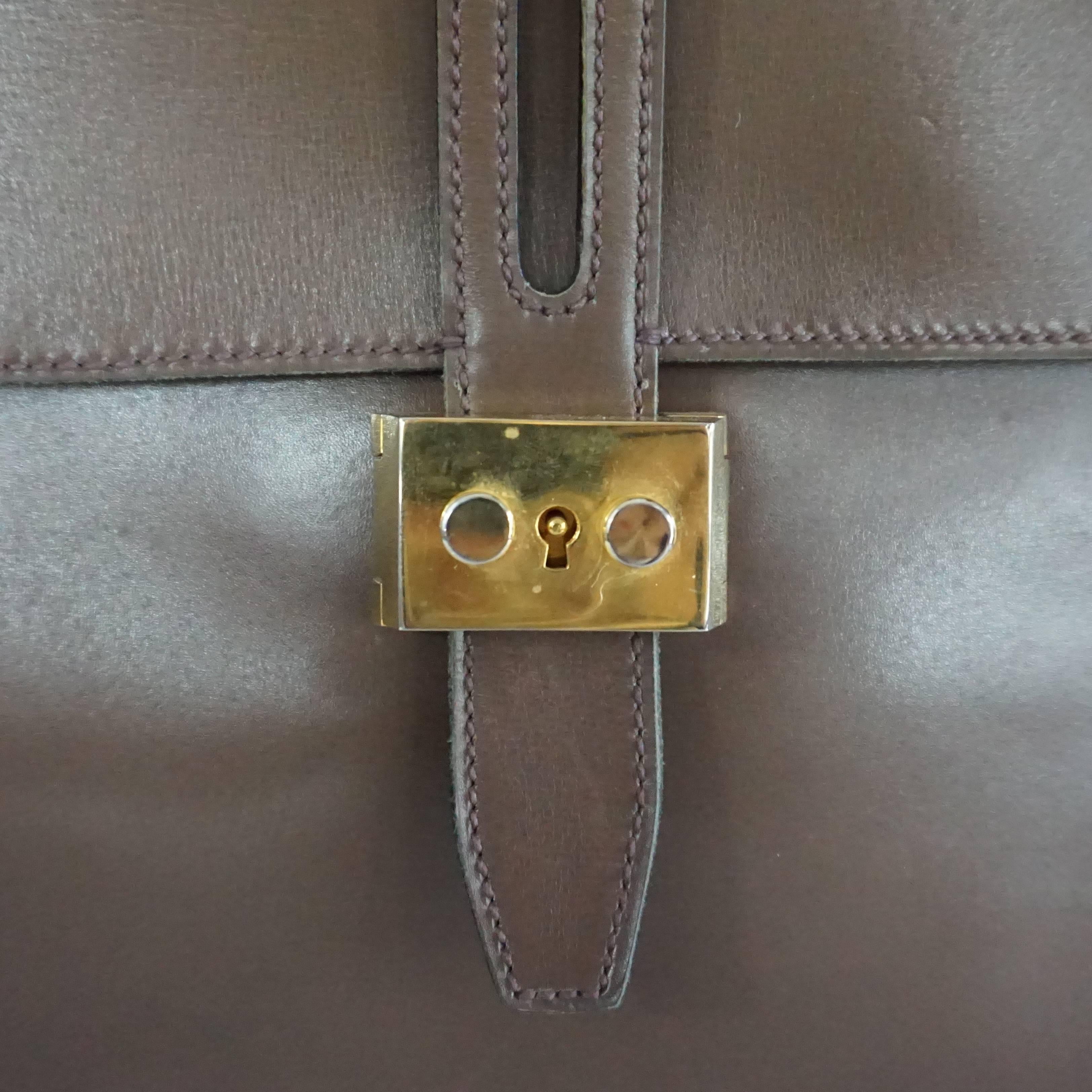 Brown Lederer Vintage Taupe Leather Small Briefcase - 1950's 