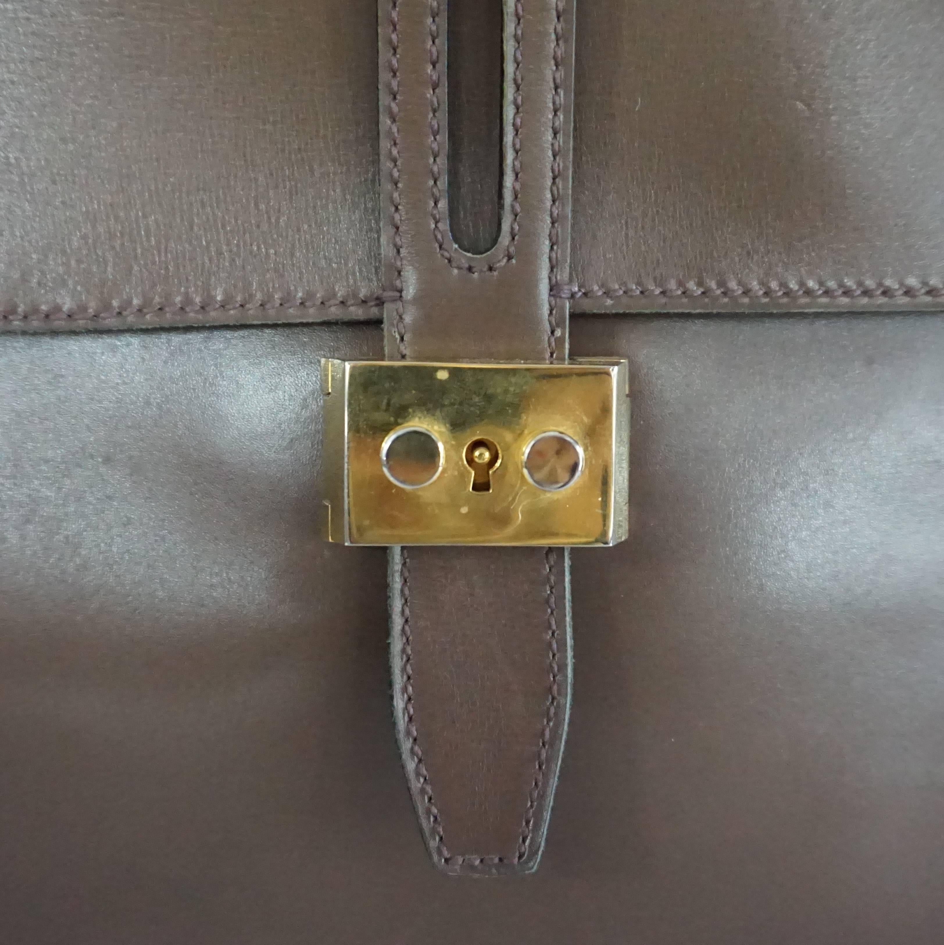 Brown Lederer Vintage Taupe Leather Small Briefcase - 1950's