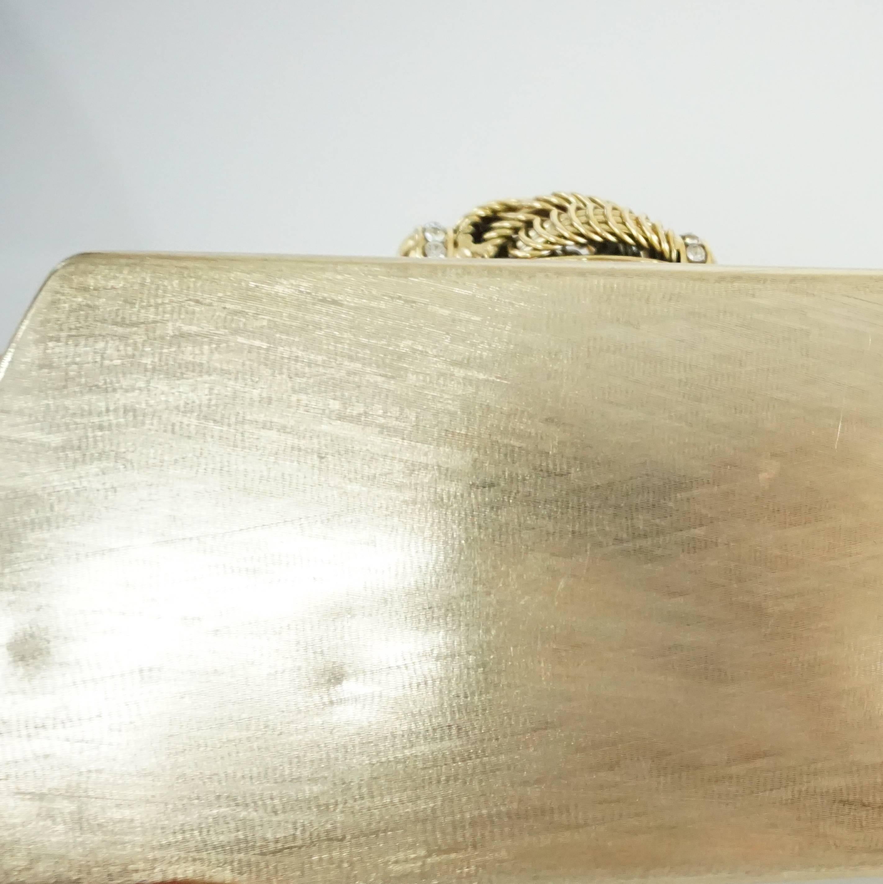 Rodo Vintage Gold Rhinestone Metal Clutch and Crossbody - 1980's  2