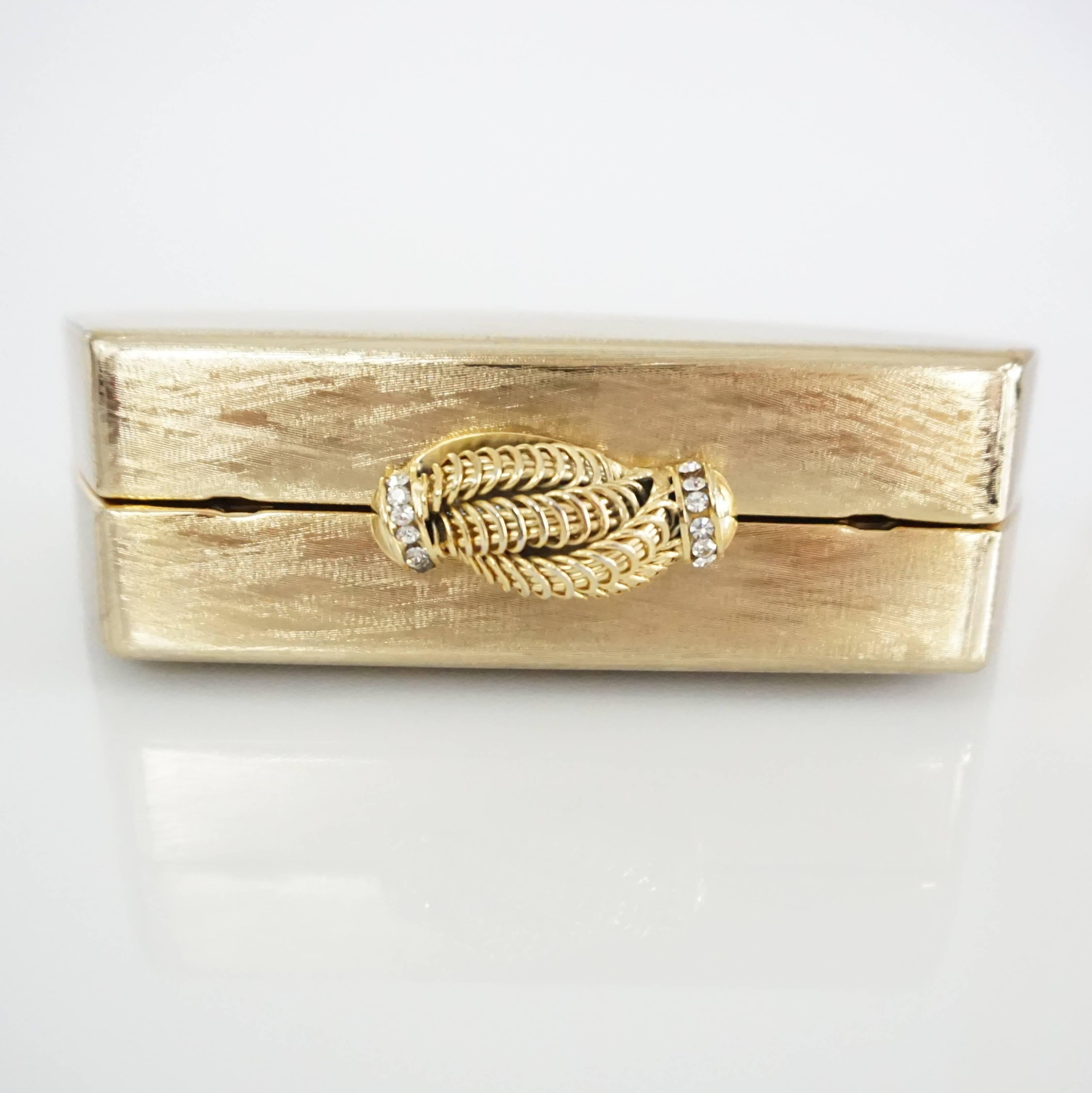 Rodo Vintage Gold Rhinestone Metal Clutch and Crossbody - 1980's In Good Condition In West Palm Beach, FL