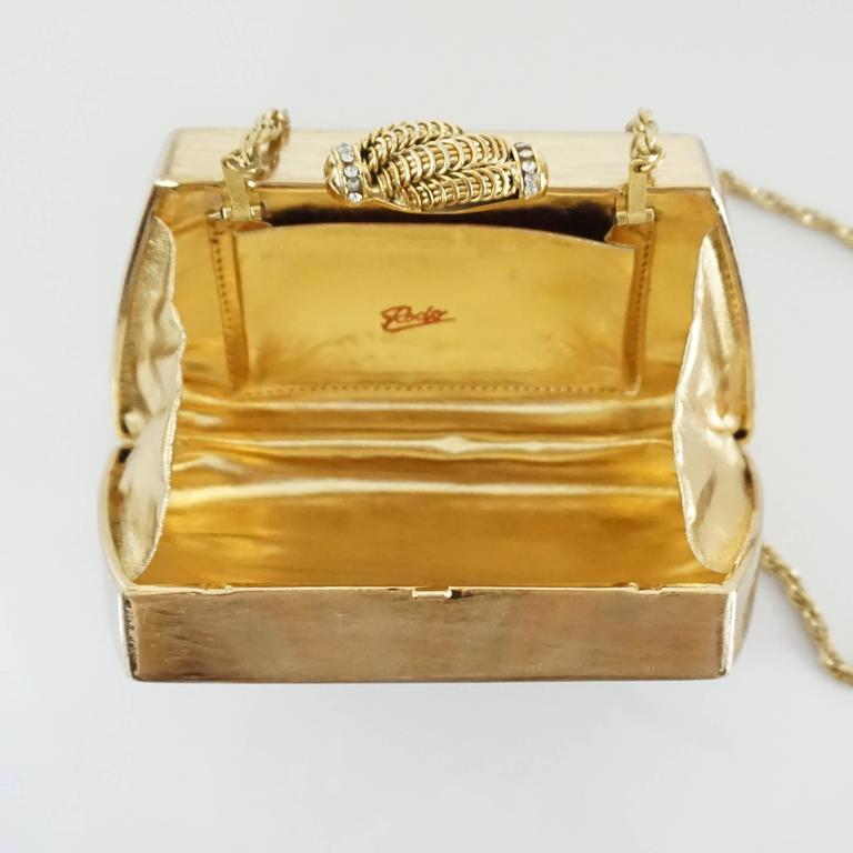 Rodo Vintage Gold Rhinestone Metal Clutch and Crossbody 1980's at