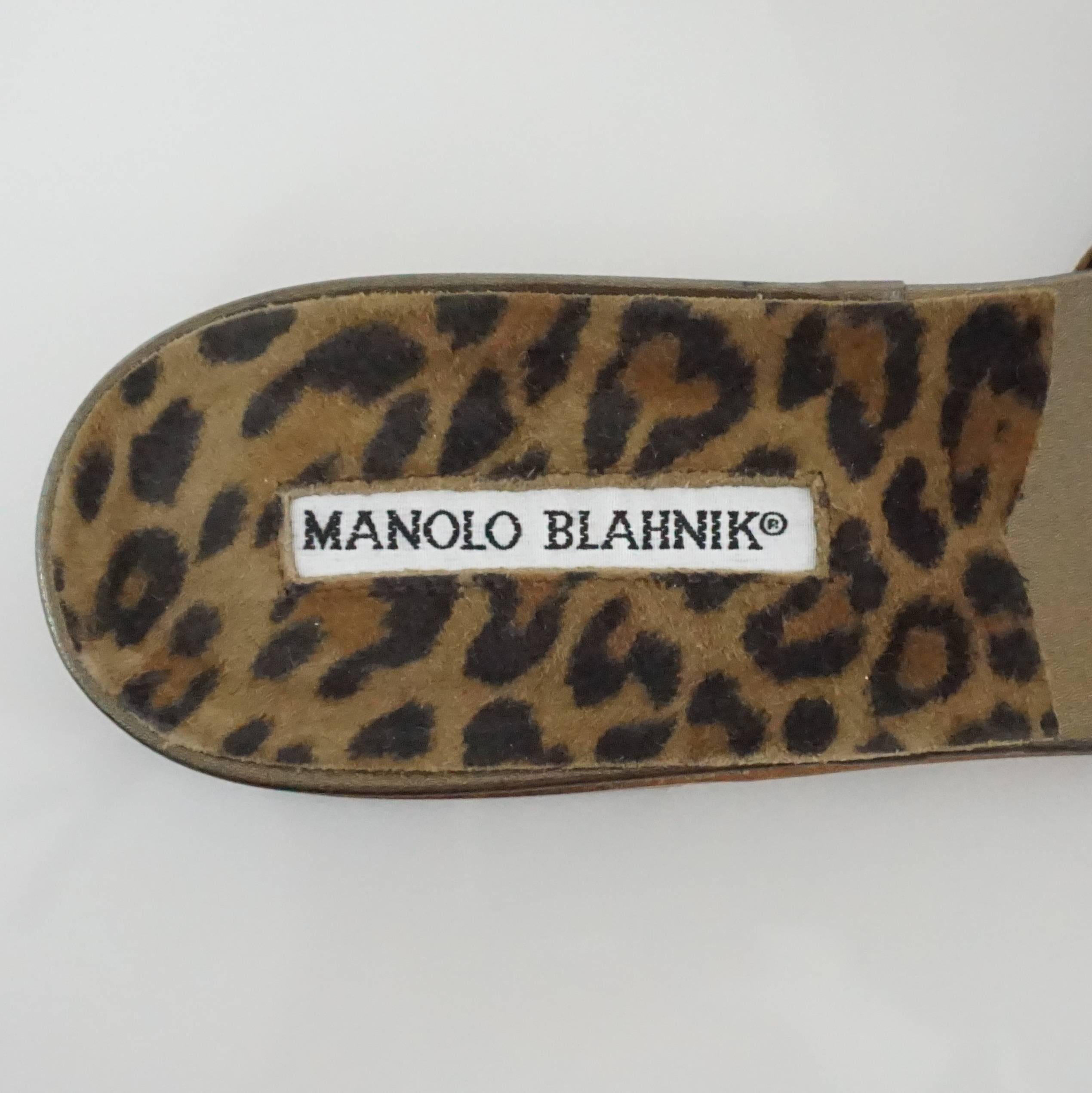 Manolo Blahnik Animal Print Suede Thong Sandals - 40 1