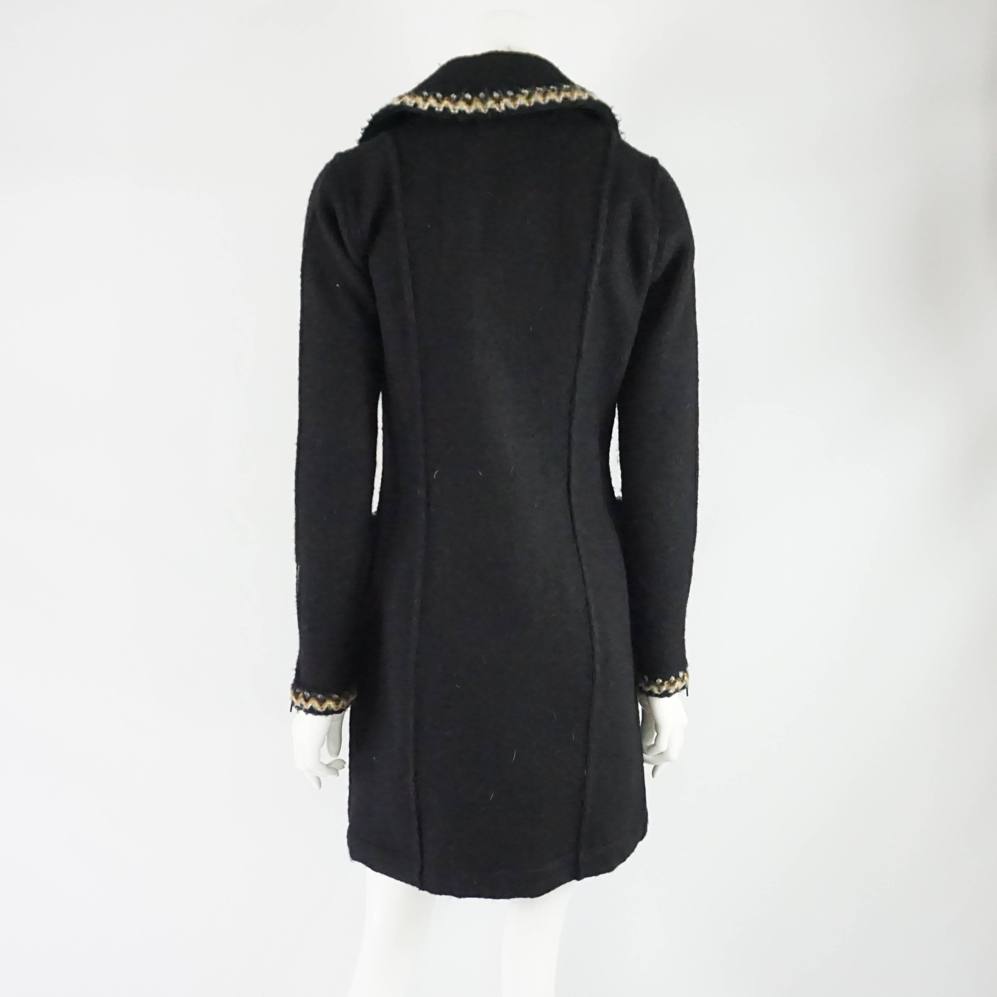 chanel black wool coat