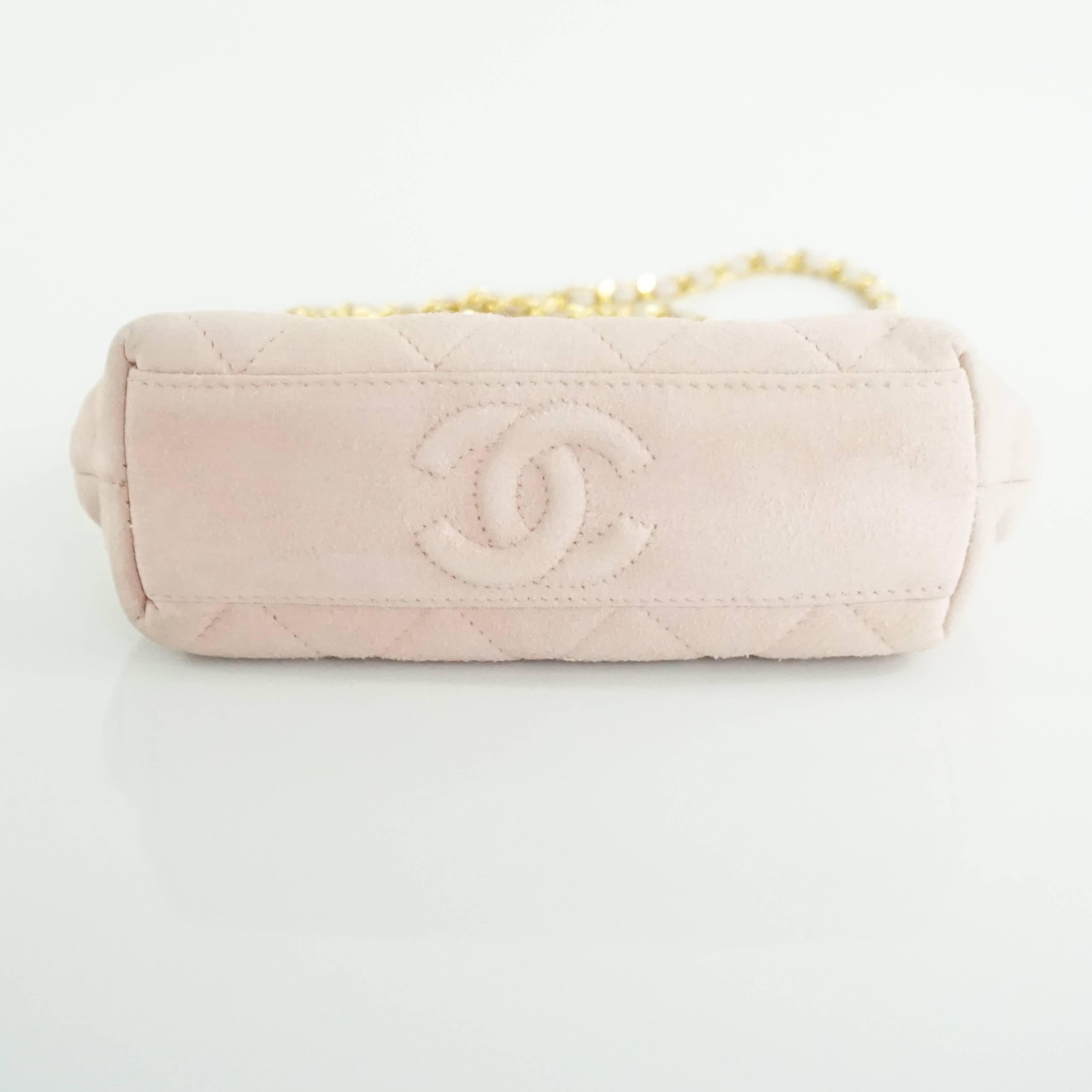 Chanel Pink Suede Quilted Crossbody with Frame - GHW - 1996 In Fair Condition In West Palm Beach, FL
