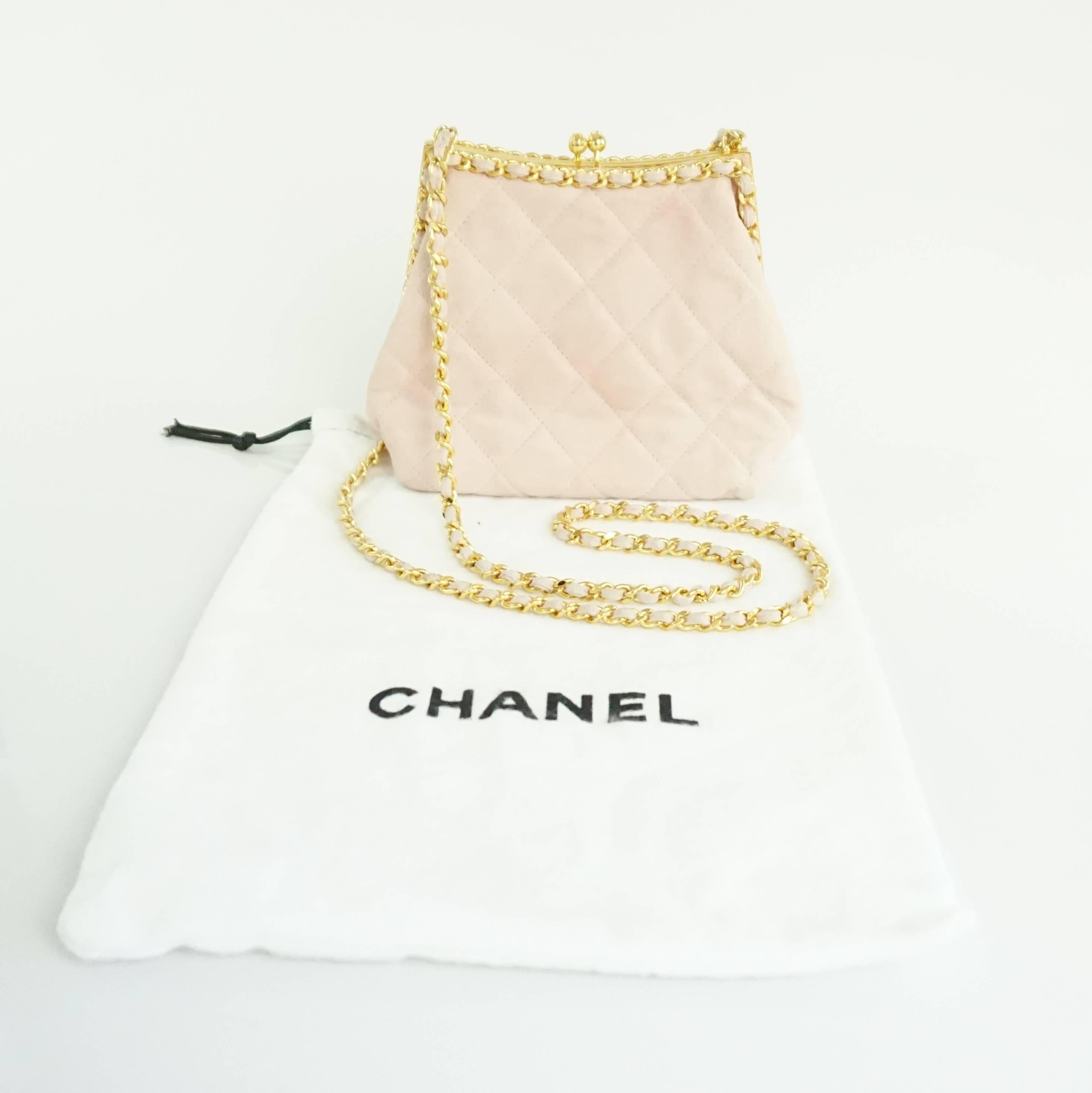 Chanel Pink Suede Quilted Crossbody with Frame - GHW - 1996 3