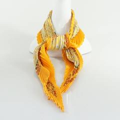 Hermes Orange & Multi Butterflies and Crickets Pleated Silk Scarf