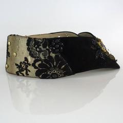 Paula K Black and Gold Lace, Leather and Suede Cameo Belt