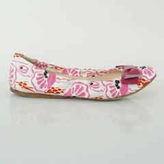 Prada Pink Print Satin Flats with Bow - 36.5