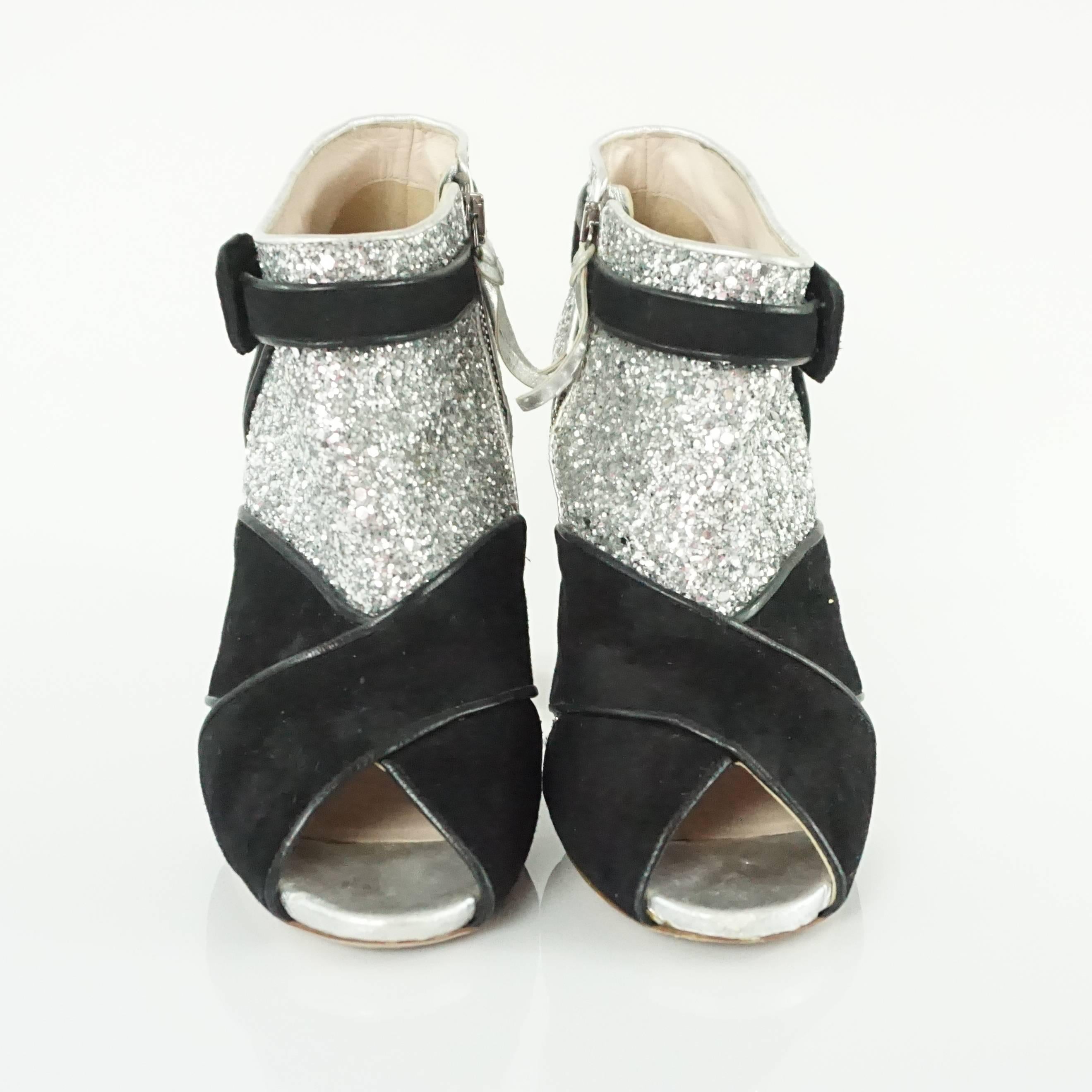 silver glitter booties