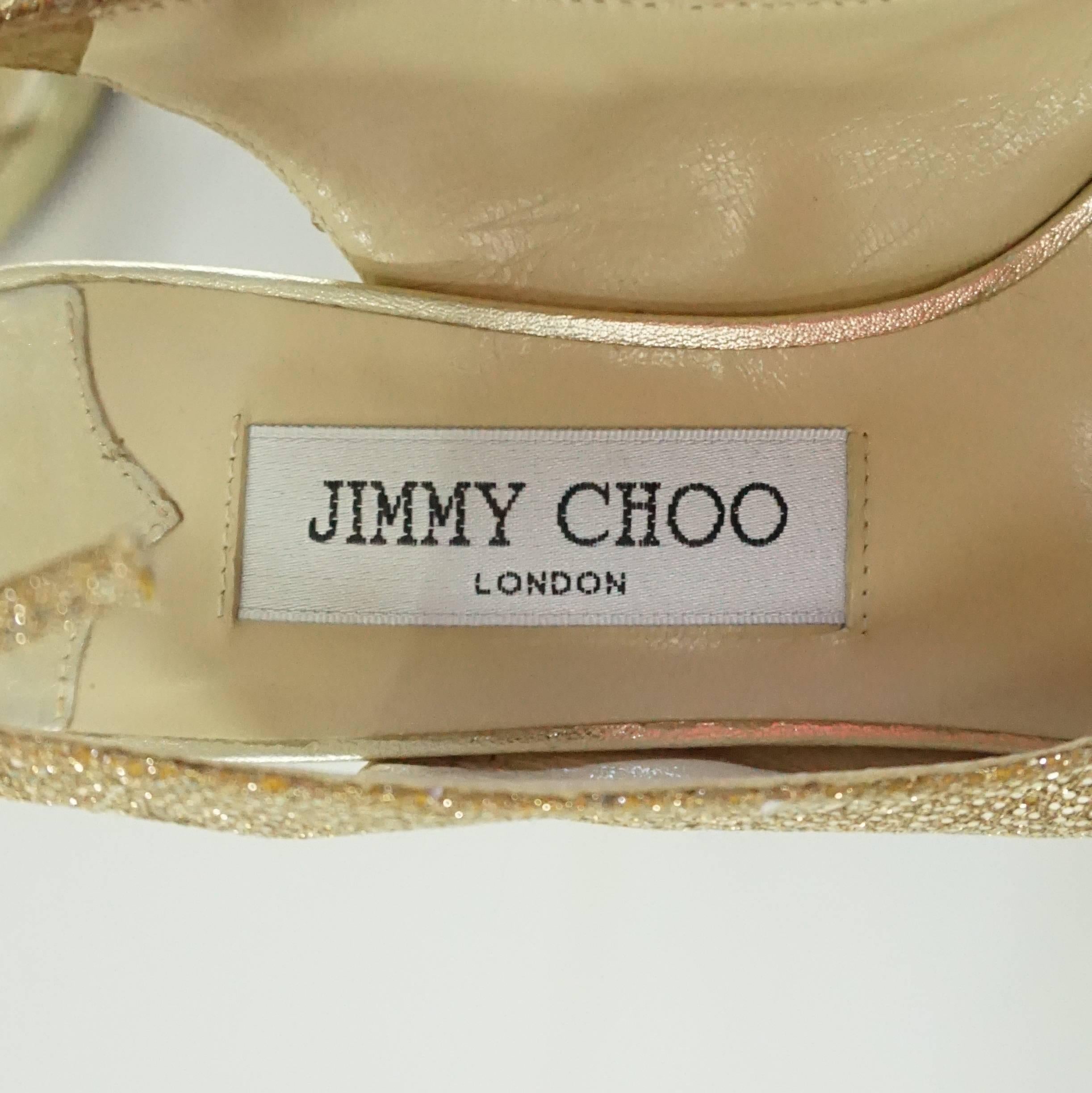 Jimmy Choo Gold Glitter Slingbacks - 36.5 2