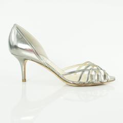 Jimmy Choo Deep Silver Leather d'Orsay Heels - 39