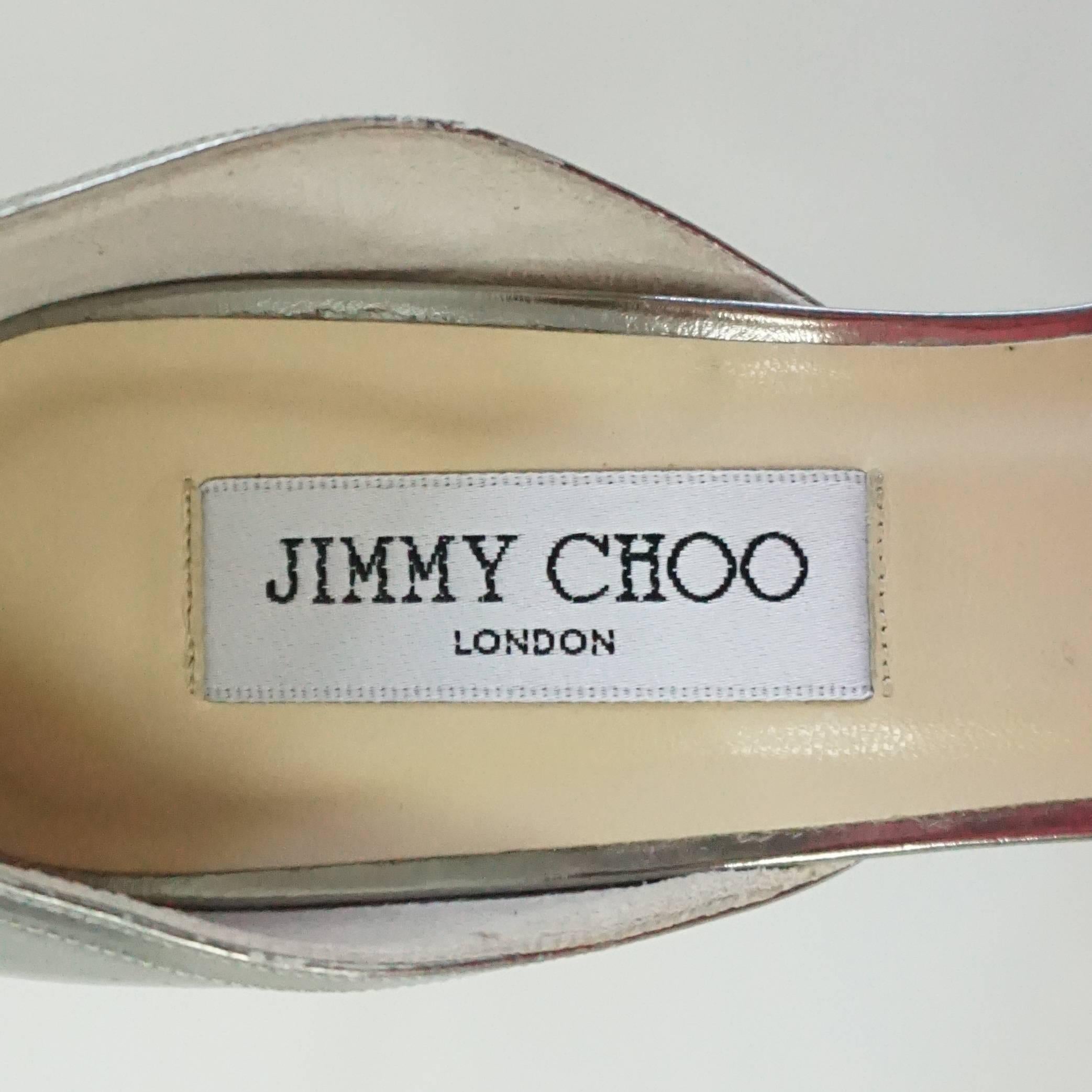 Women's Jimmy Choo Deep Silver Leather d'Orsay Heels - 39
