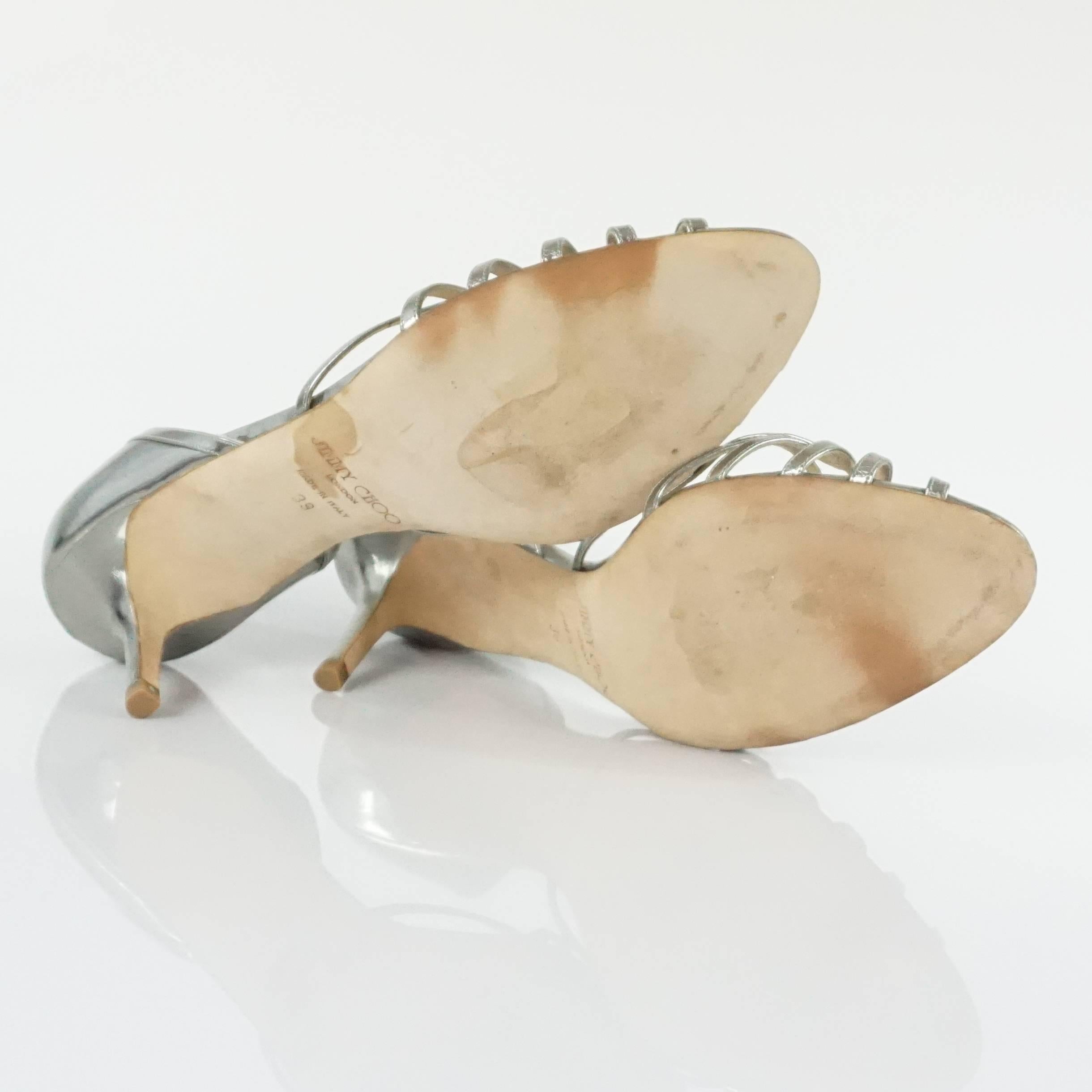 Jimmy Choo Deep Silver Leather d'Orsay Heels - 39 1