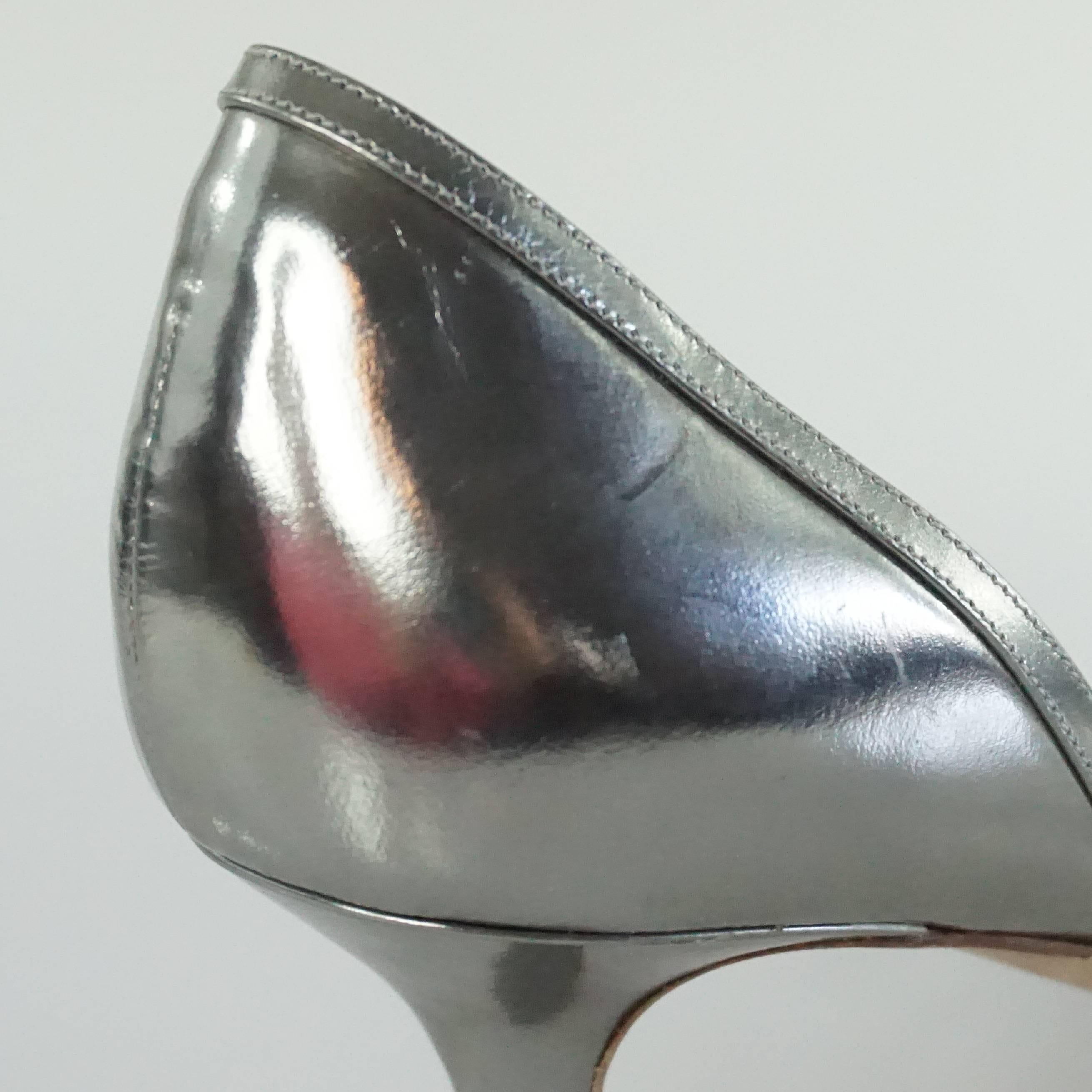 Jimmy Choo Deep Silver Leather d'Orsay Heels - 39 3