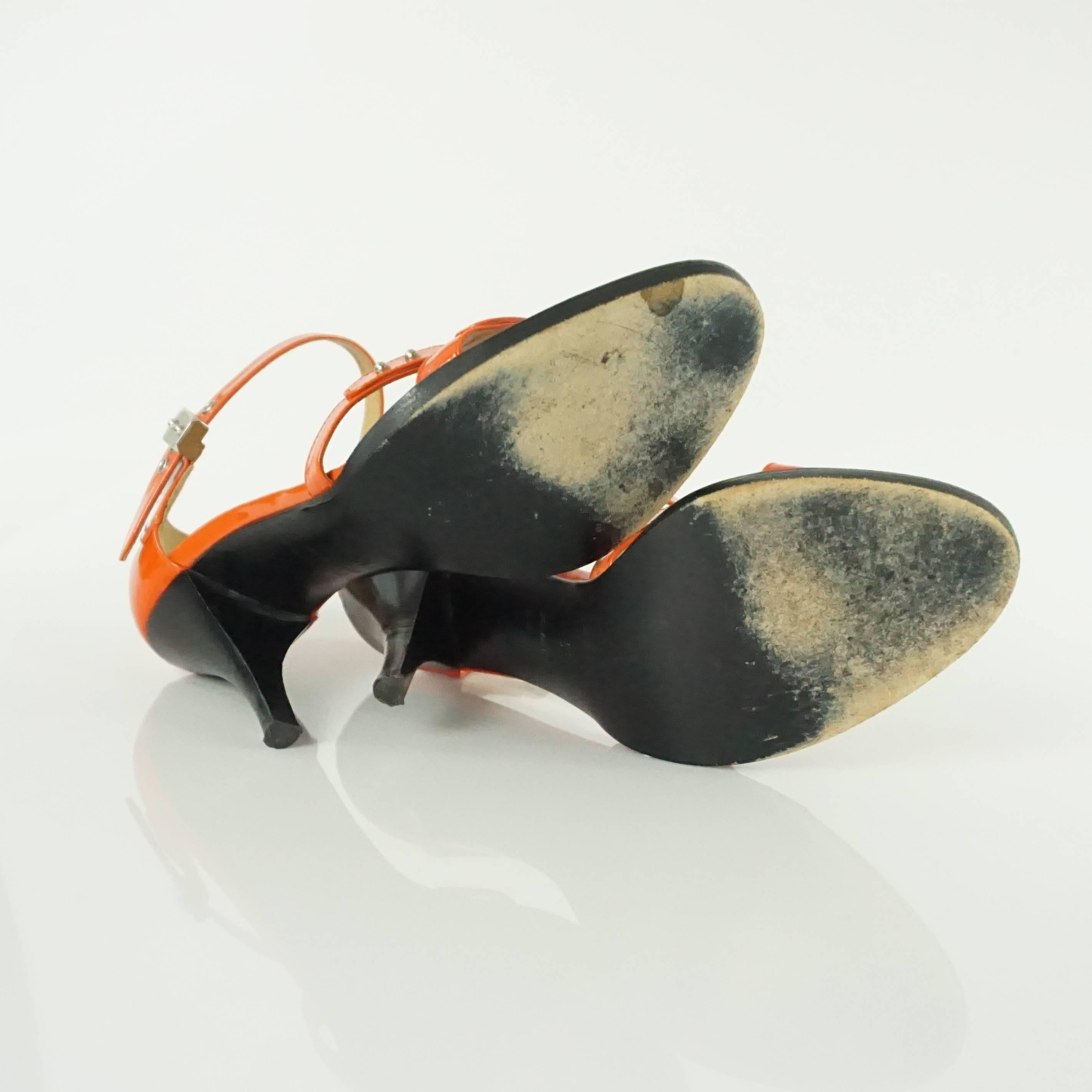 Hermes Orange Patent Strappy Sandals - 36.5 2