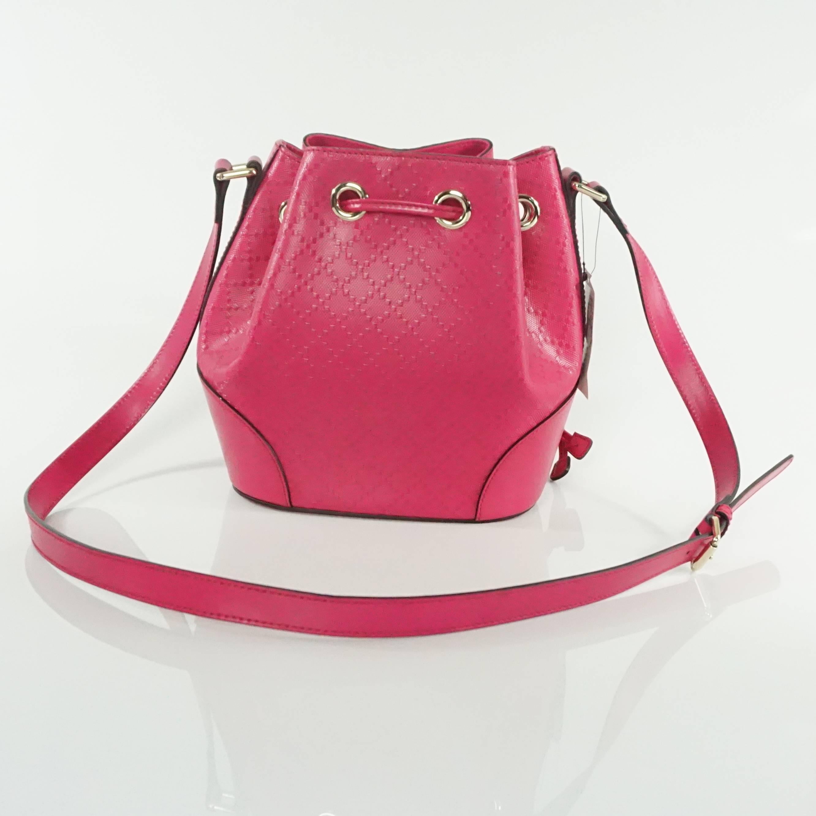 New Gucci Pink Diamante Bucket Bag - 2015 In New Condition In West Palm Beach, FL