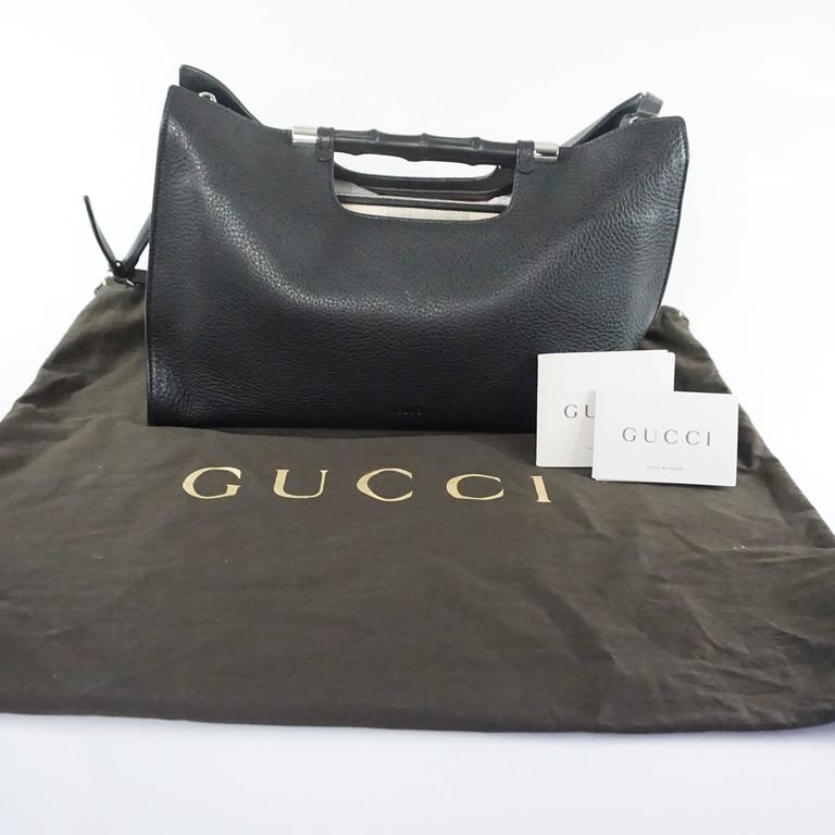 New Gucci Black Leather Daily Bamboo Tote - 2015 at 1stDibs
