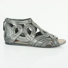 Alaia Gunmetal Leather Gladiator Shoes - 37.5