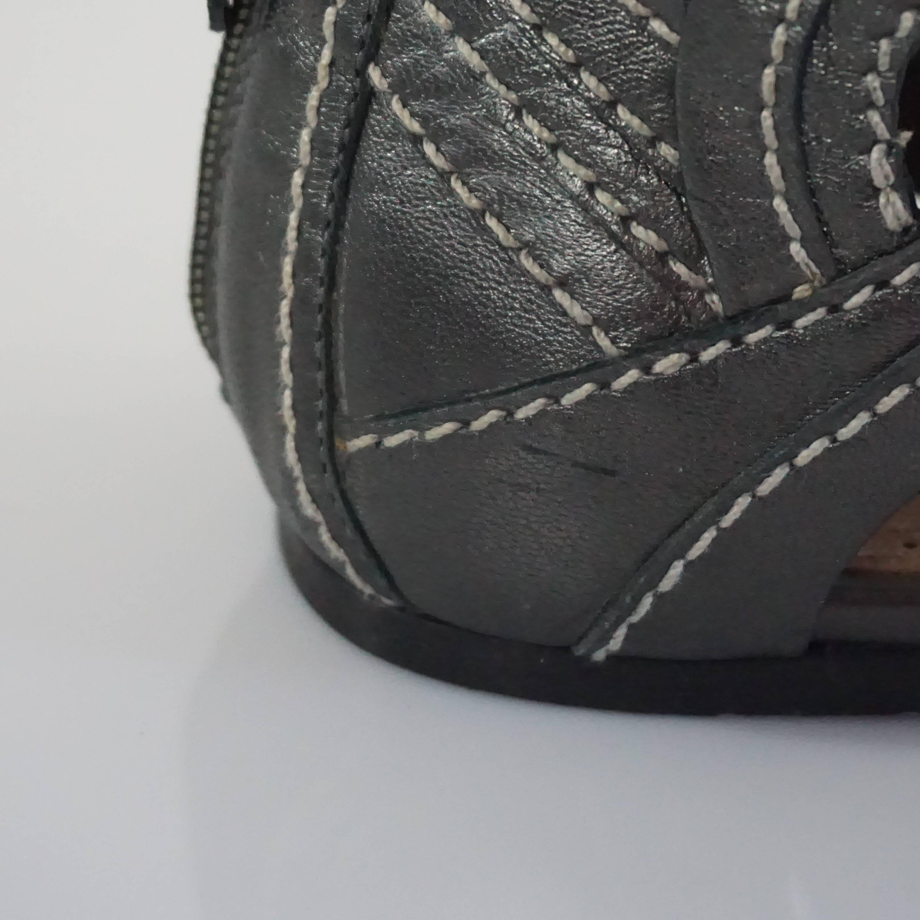 Alaia Gunmetal Leather Gladiator Shoes - 37.5  2