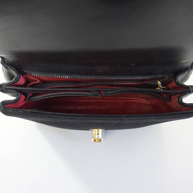 Gucci Vintage Black Suede Top Handle Bag with Leather - 1950&#39;s - GHW For Sale at 1stdibs