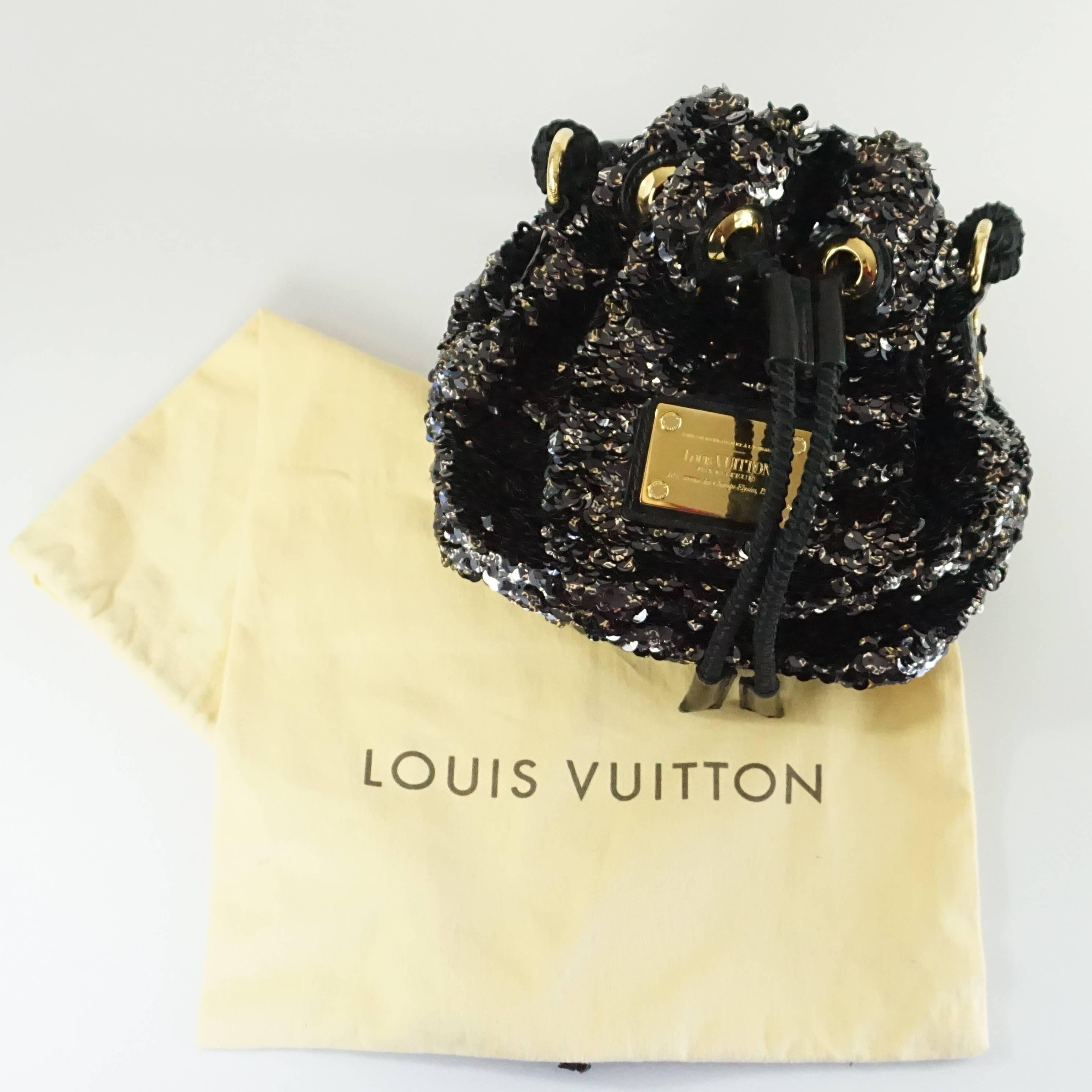 Women's Louis Vuitton Black and Gold Limited Edition Sequin Mini Noe Rococo Handbag 
