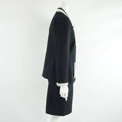 Chanel Navy Textured Cotton Skirt Suit with PVC Lace Trim Detail-42-94P