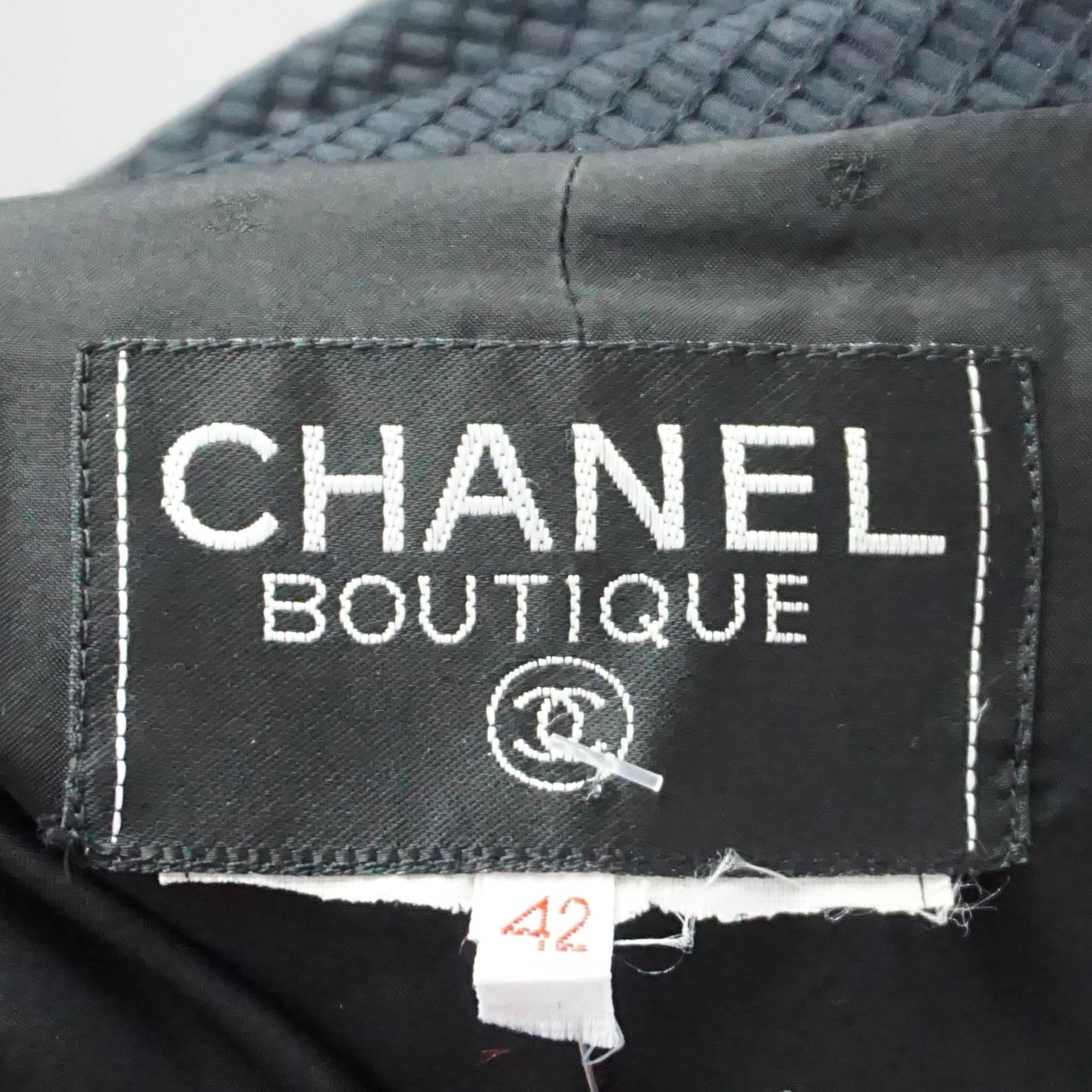 Chanel Navy Textured Cotton Skirt Suit with PVC Lace Trim Detail-42-94P 2