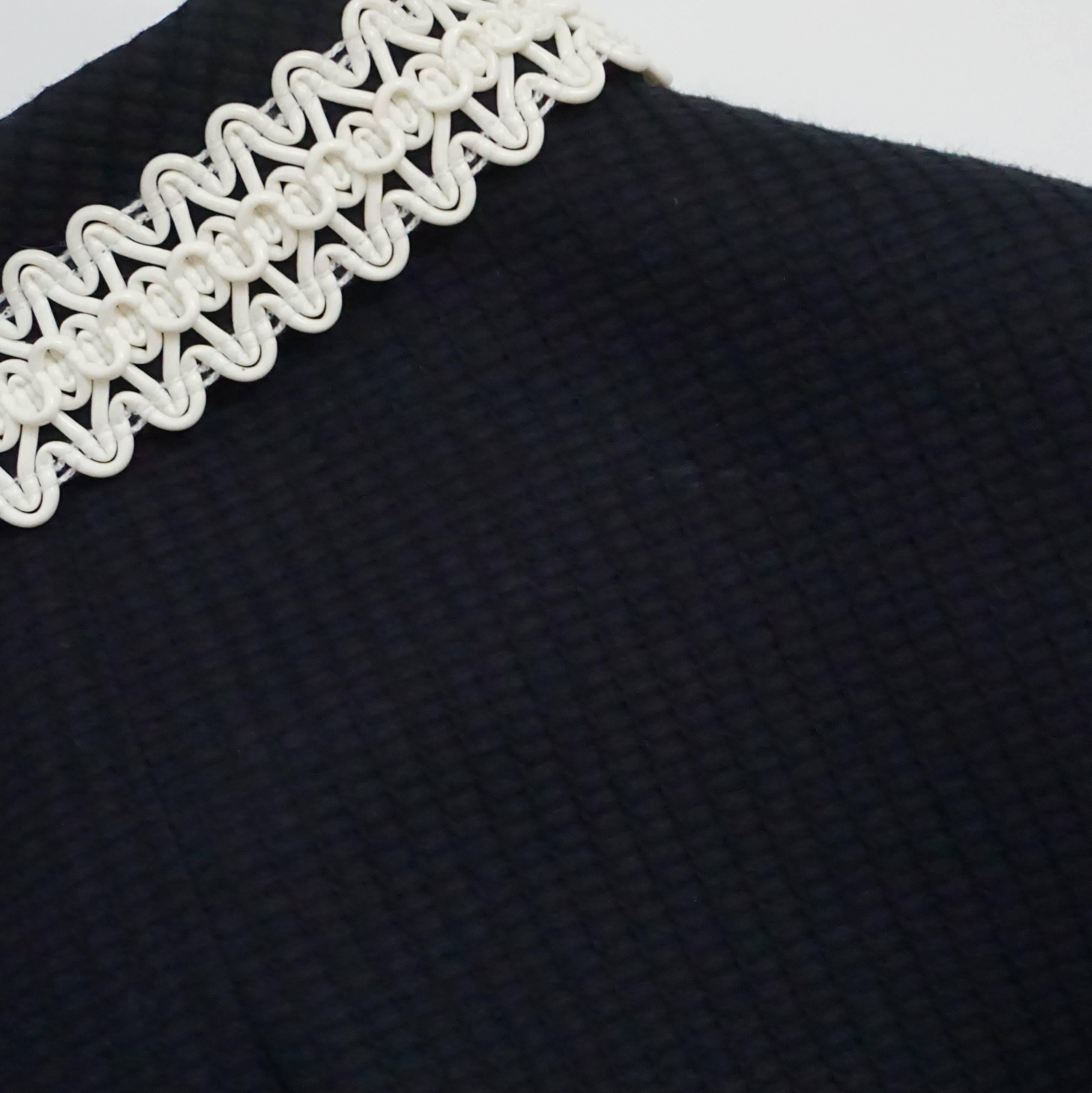 Chanel Navy Textured Cotton Skirt Suit with PVC Lace Trim Detail-42-94P 3