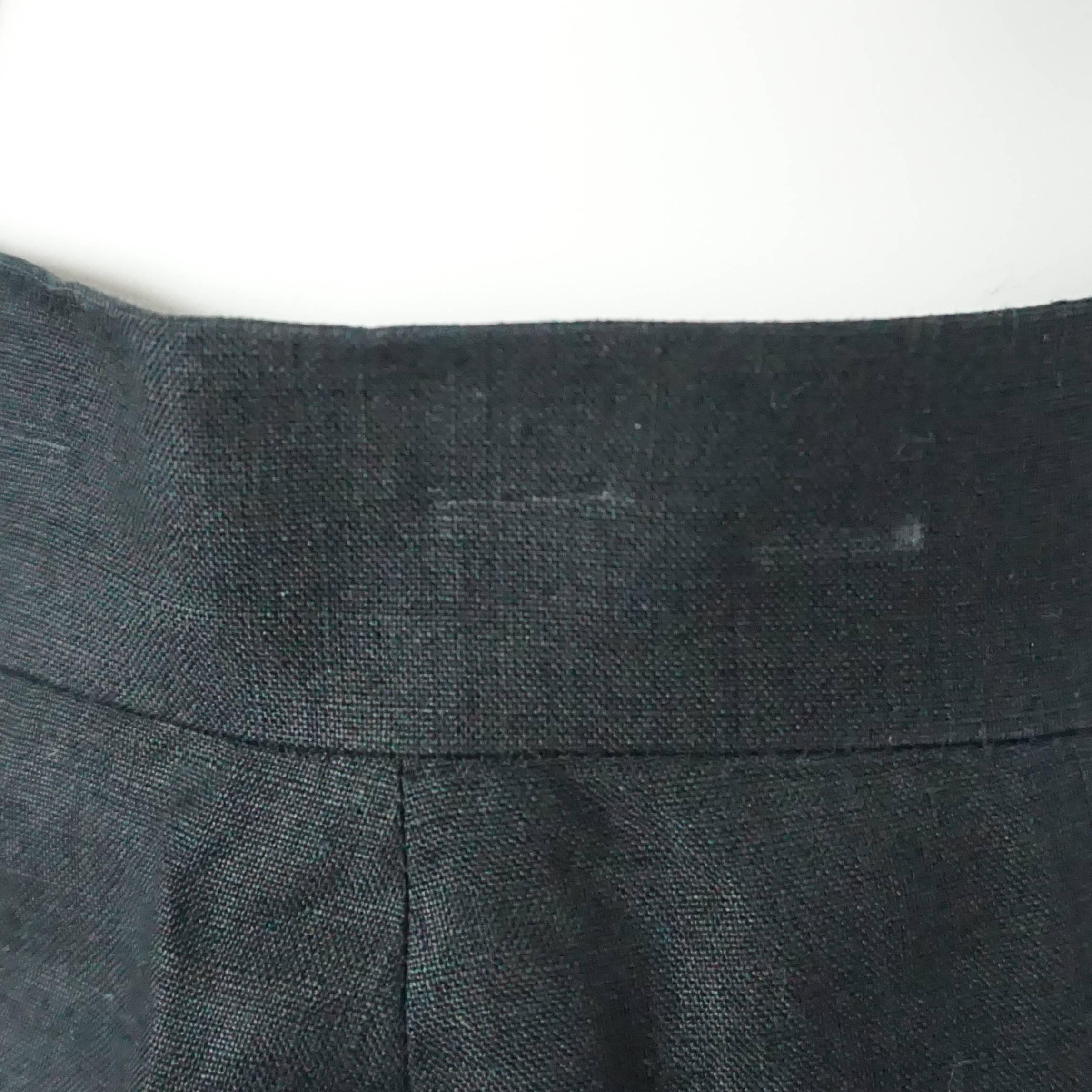 Chanel Printemps 1994 Combinaison jupe croisée en lin et laine noire - Taille 40 en vente 5