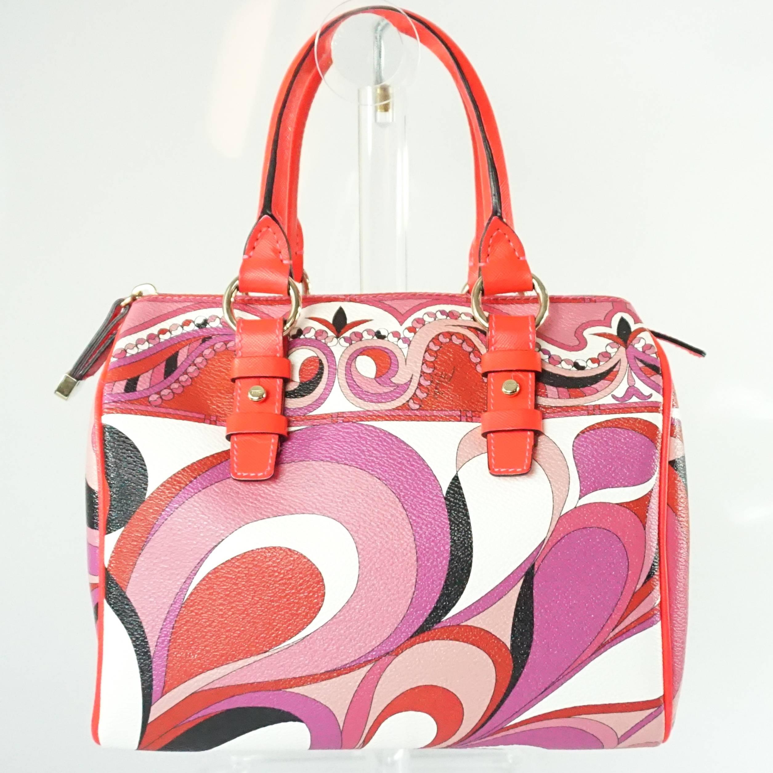 Emilio Pucci Pink Print Shoulder Bag  In Excellent Condition In West Palm Beach, FL