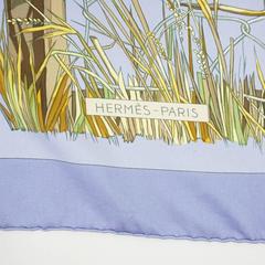 Hermes Periwinkle "Grand Vent" Prairie Scarf by Francoise Heron - 1965