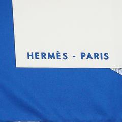 Hermes Blue and White Silk "Regarde Paris" City Print Scarf