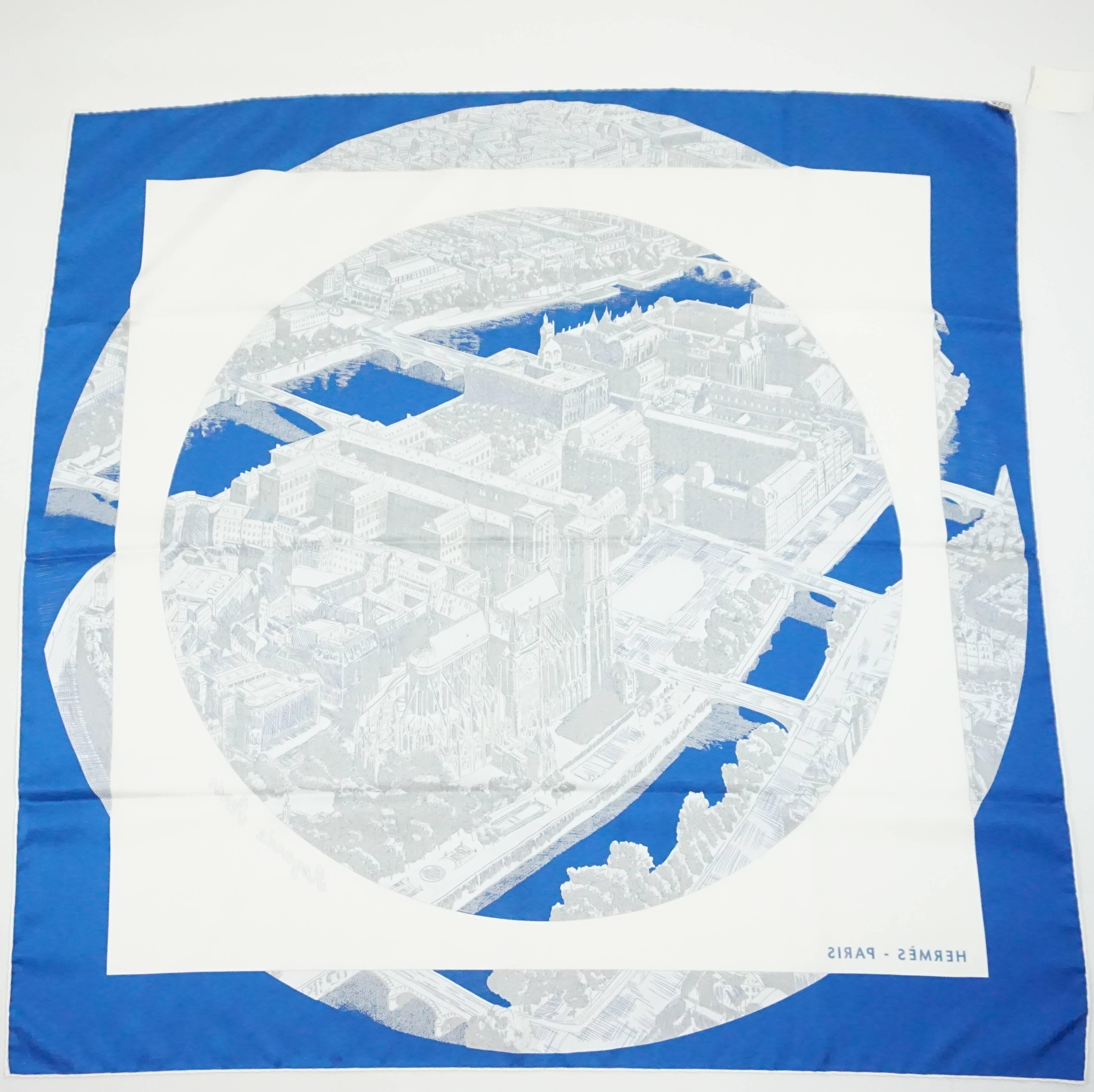 Hermes Blue and White Silk 