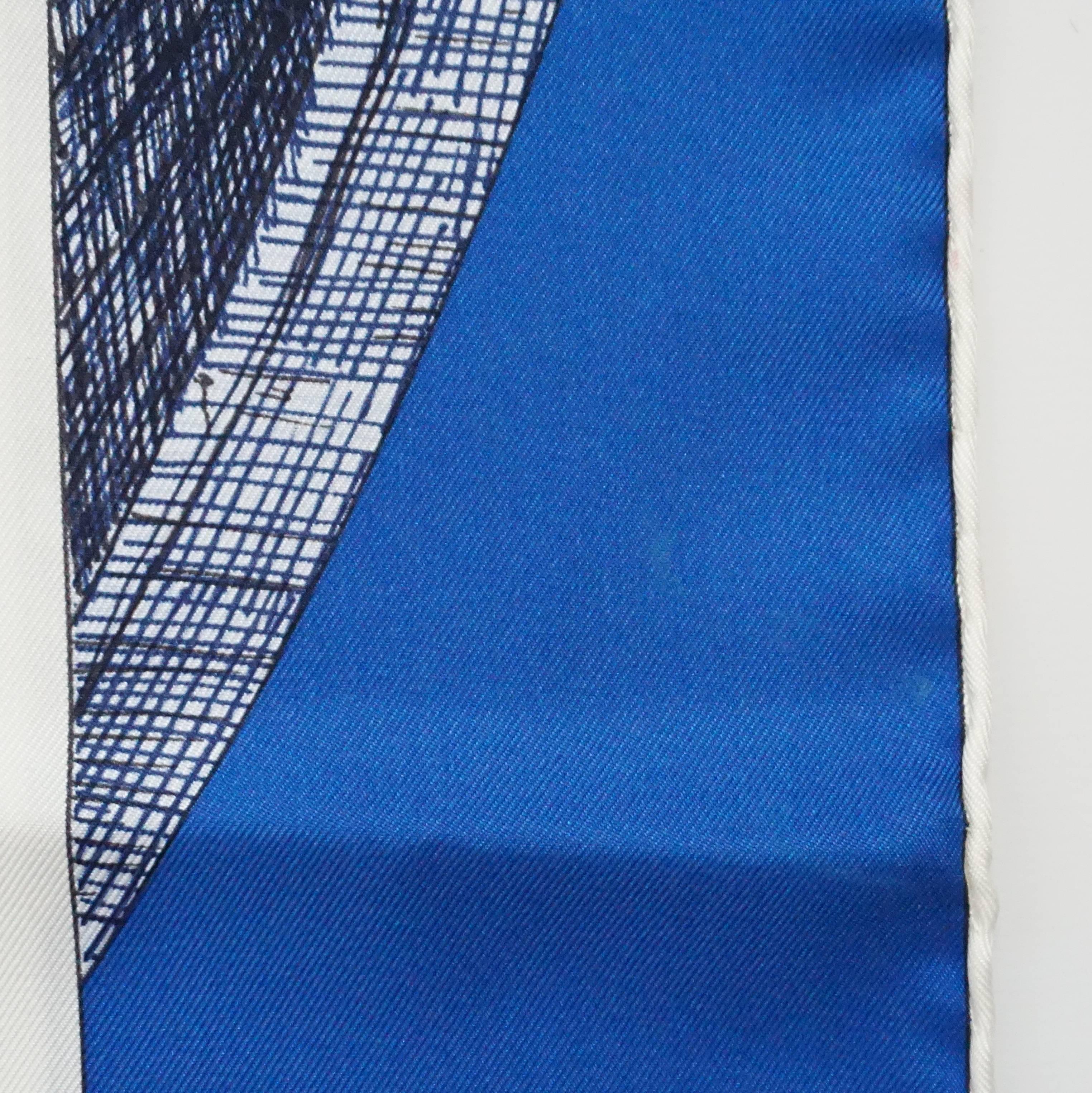 Hermes Blue and White Silk 