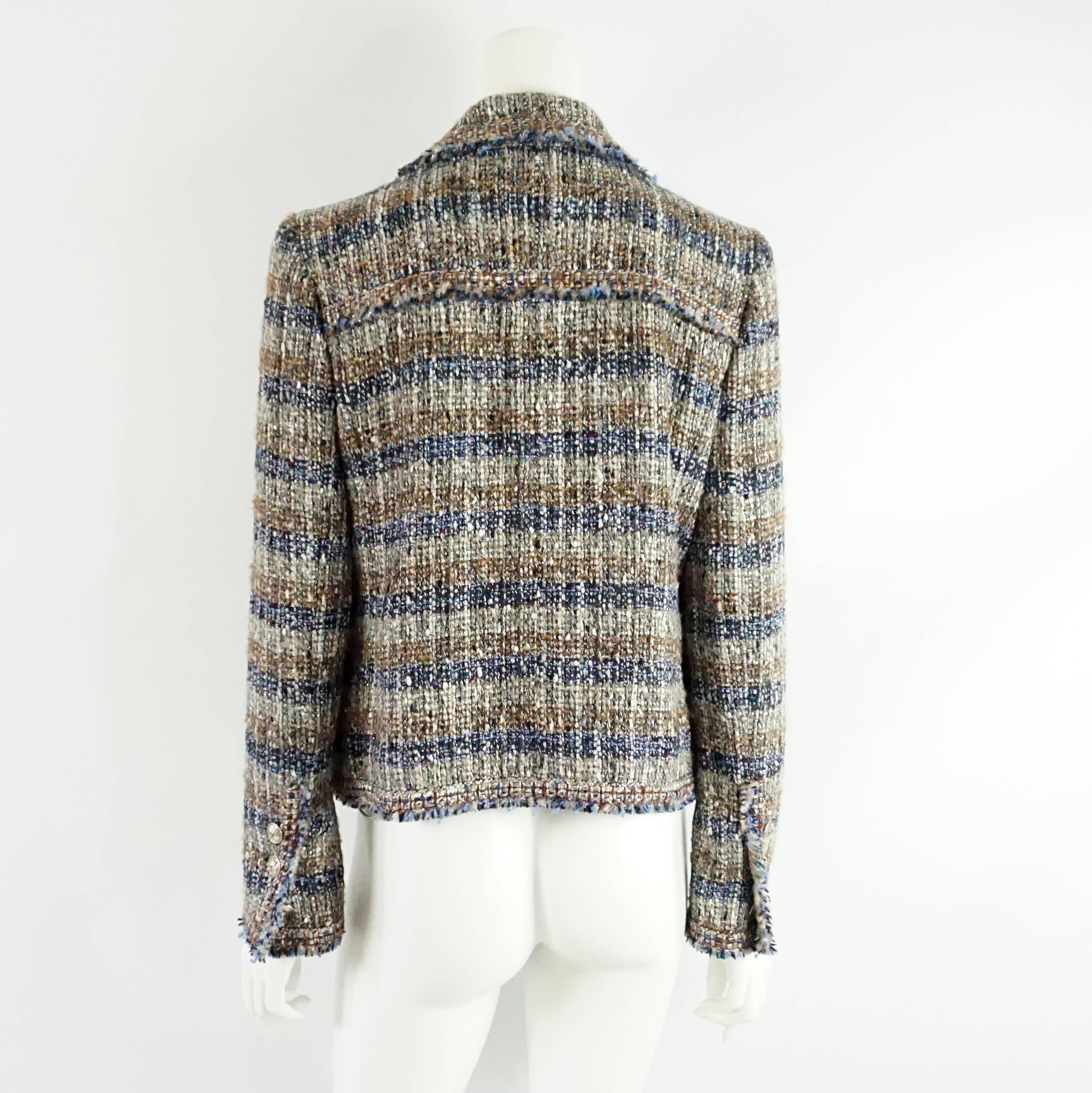 Chanel Metallic Multi-Color Tweed Jacket with Silver Buttons - 42 - 04A In Excellent Condition In West Palm Beach, FL