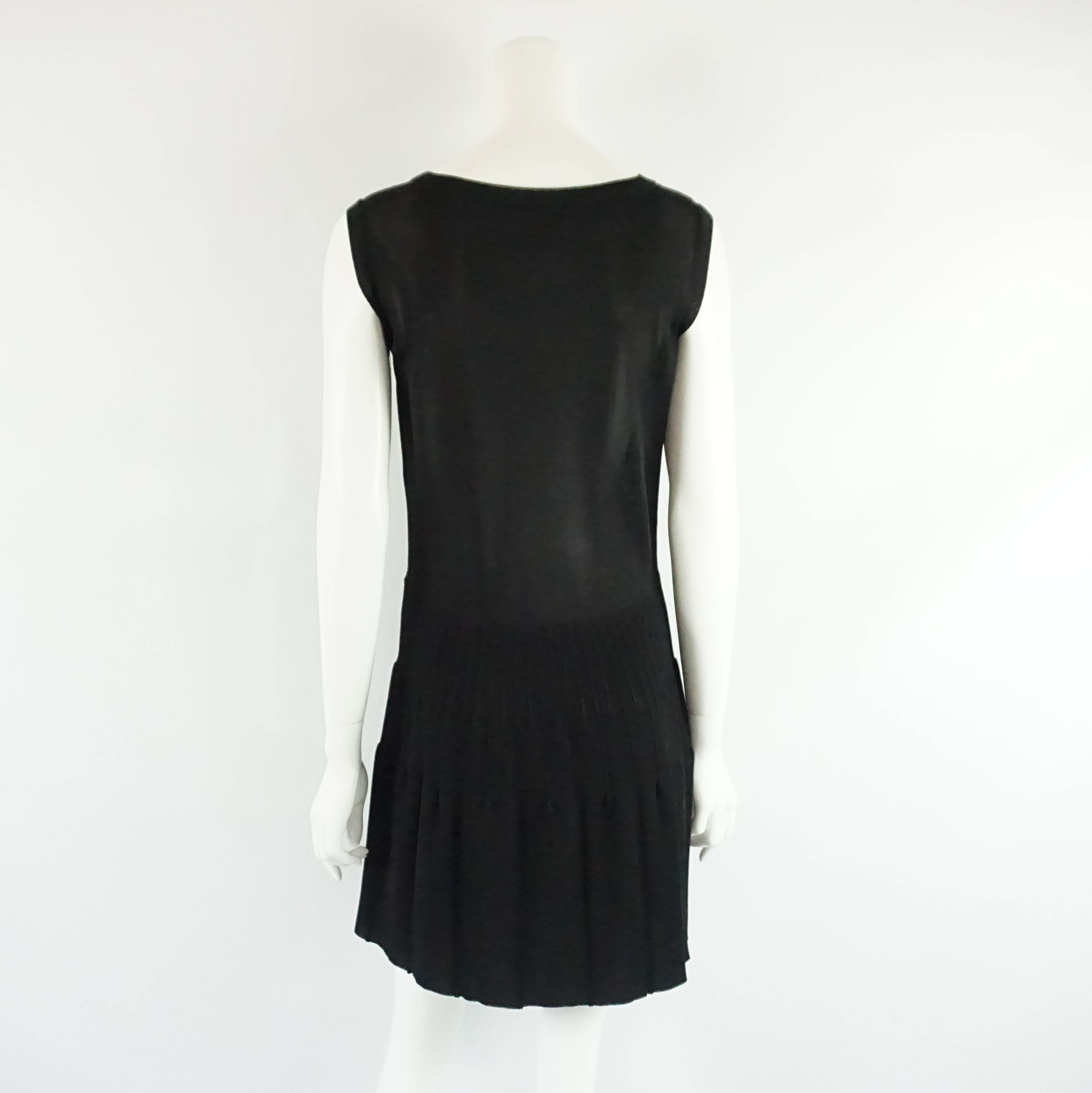 Chanel Black Sleeveless Silk Knit Dress with Pleated Skirt - 38 In Excellent Condition In West Palm Beach, FL