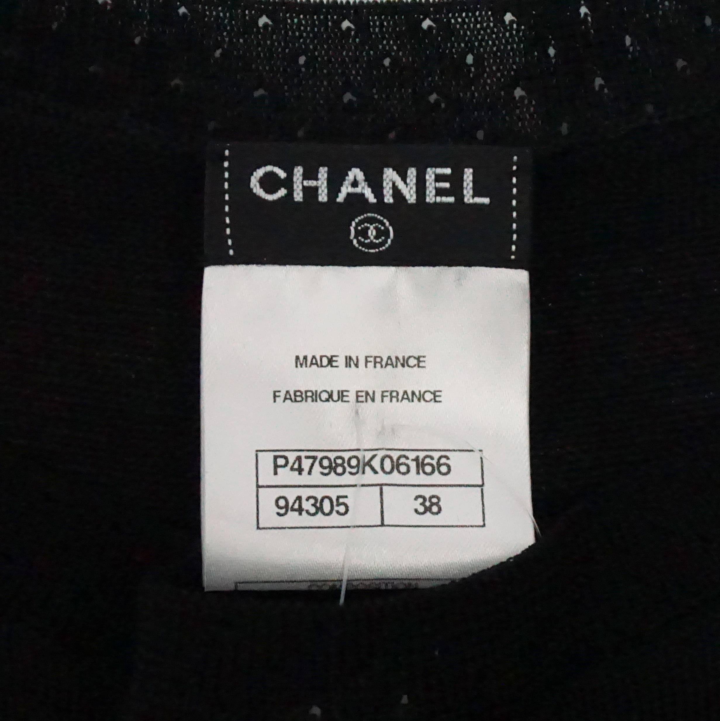 Chanel Black Sleeveless Silk Knit Dress with Pleated Skirt - 38 1